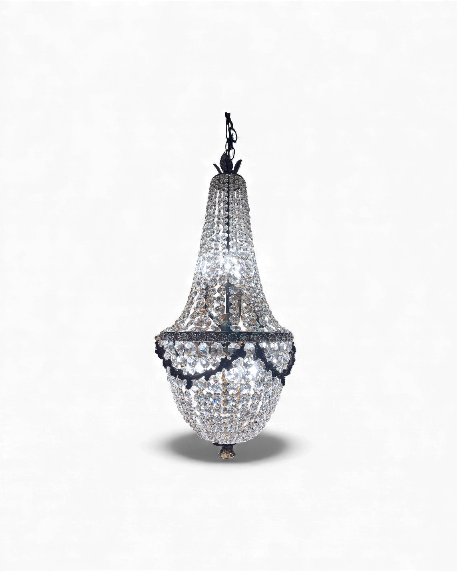 Basket-Shaped Crystal Chandelier
