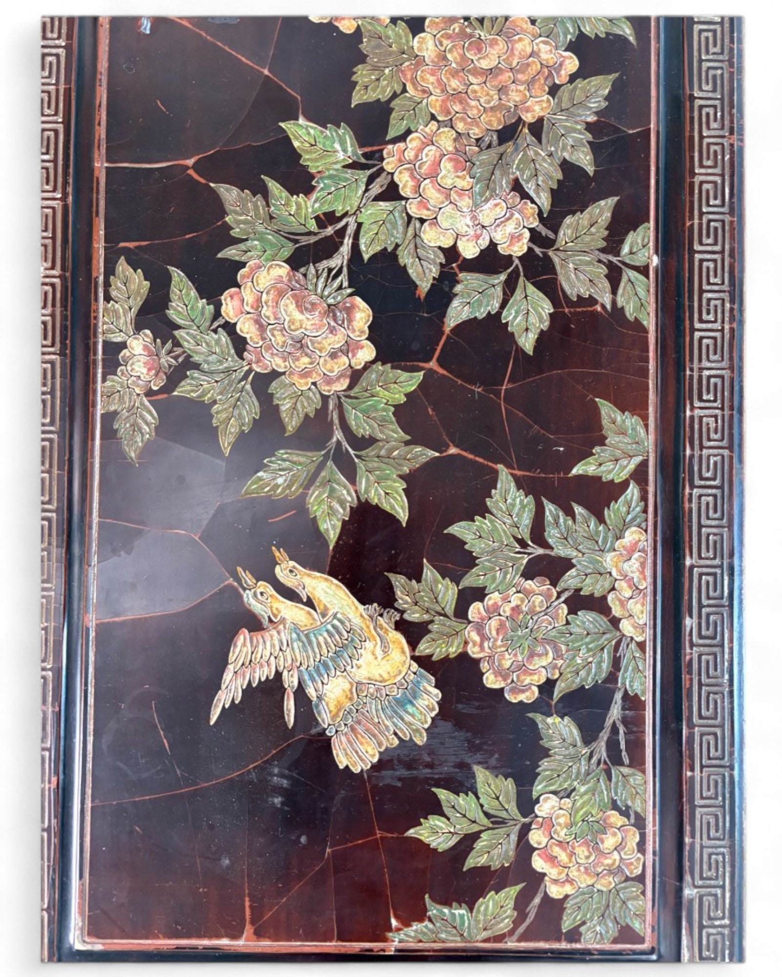 Oriental Lacquered Coffee Table with Hand-Painted Floral Motif | 90 x 50 x 38cm