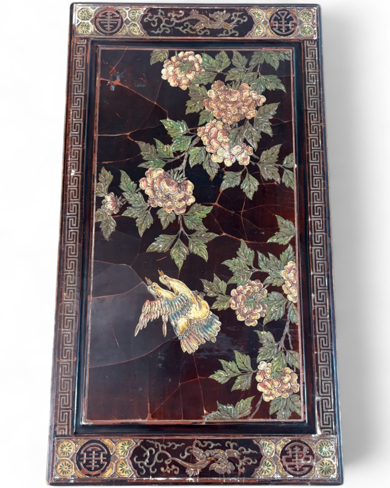 Oriental Lacquered Coffee Table with Hand-Painted Floral Motif | 90 x 50 x 38cm