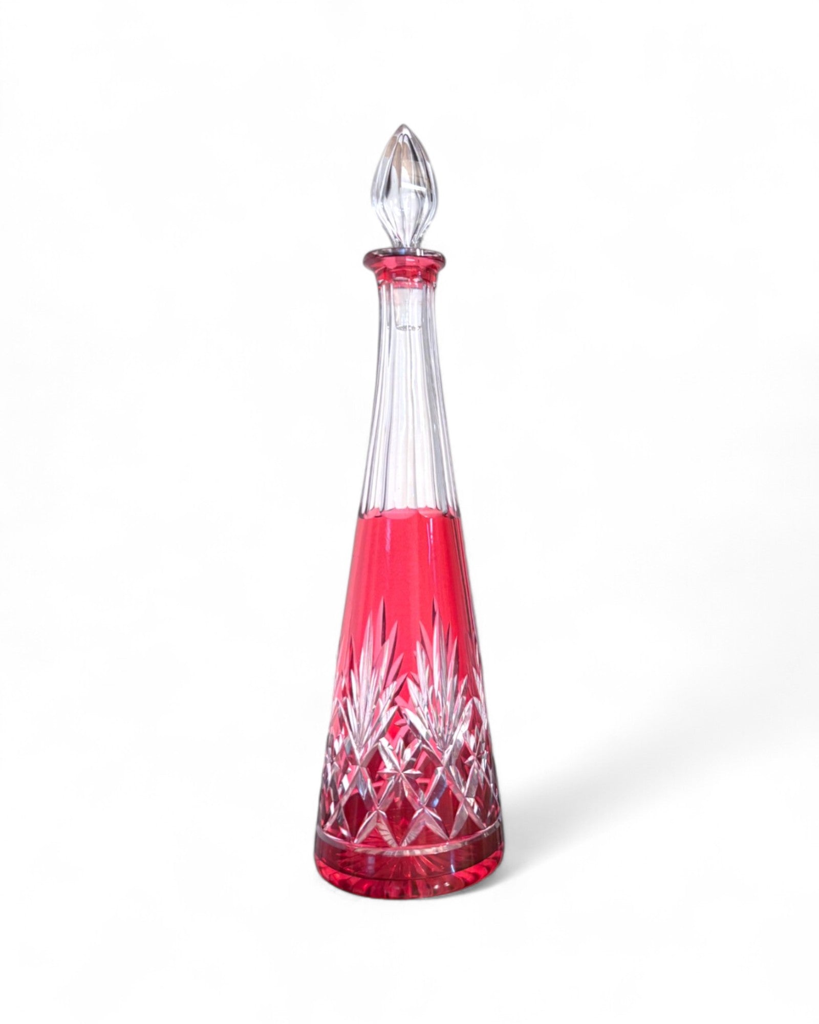 Vintage Baccarat Cobalt Red Cut-to-Clear Crystal Decanter with Stopper