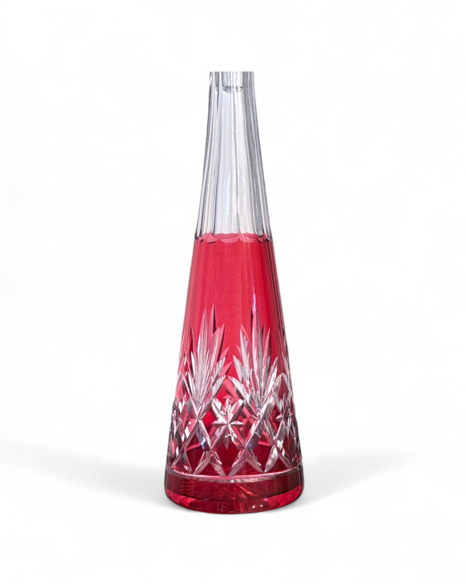 Vintage Baccarat Cobalt Red Cut-to-Clear Crystal Decanter with Stopper