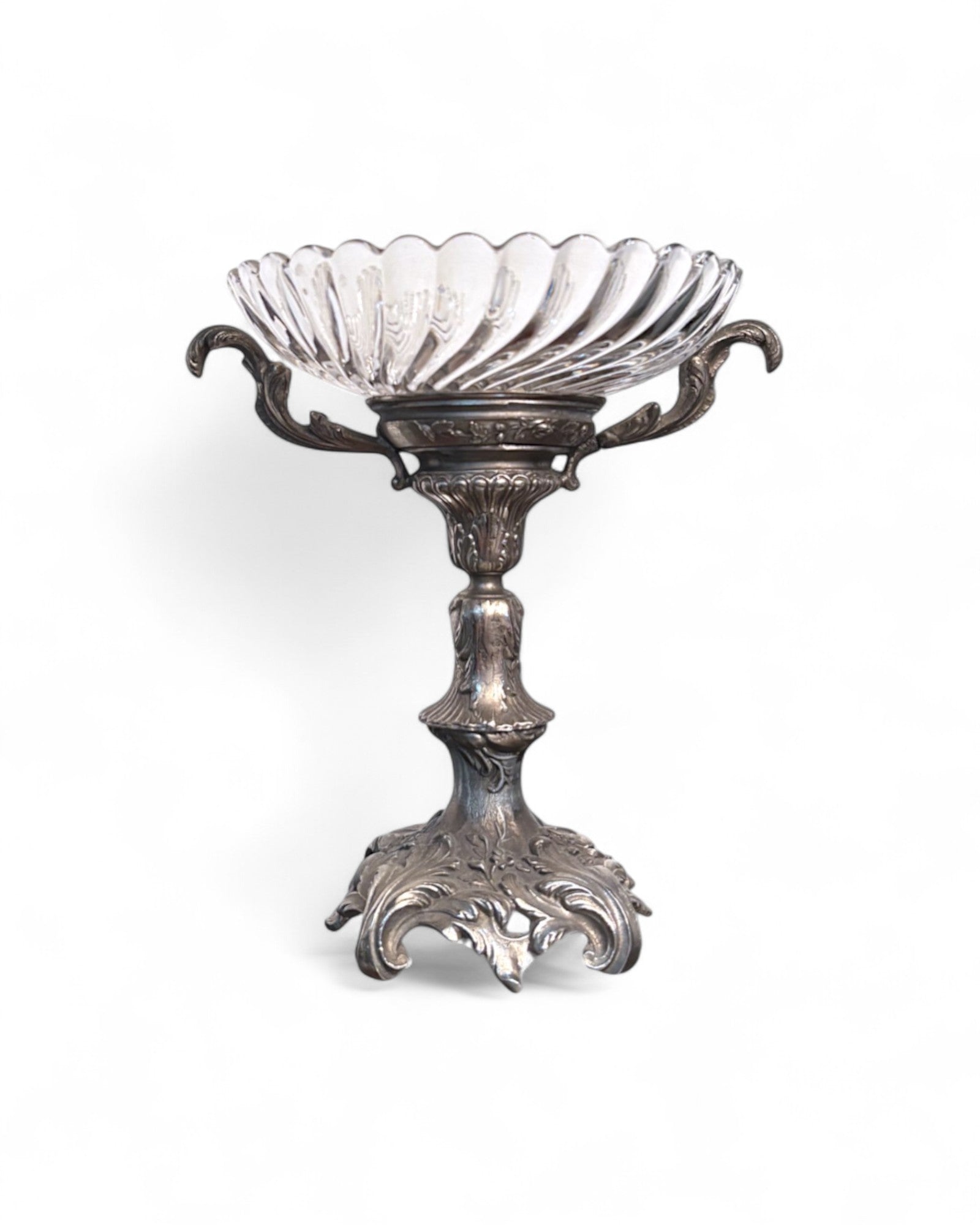Antique Silver-Plated and Cut Glass Centrepiece Tazza