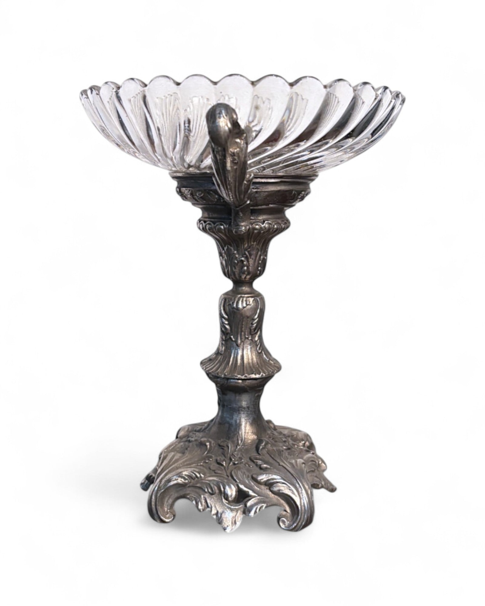Antique Silver-Plated and Cut Glass Centrepiece Tazza
