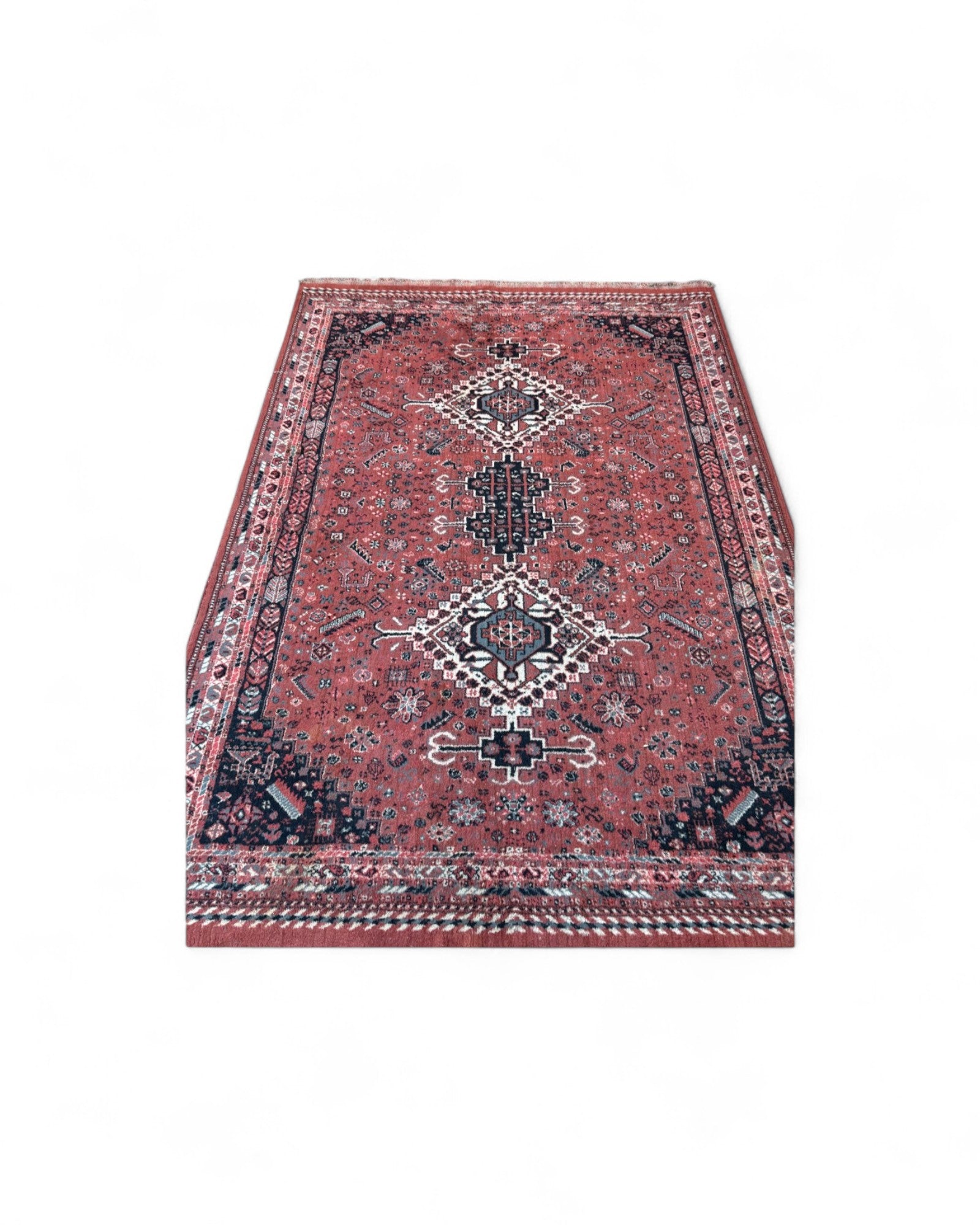 Vintage Persian-Style Rug with Geometric Medallion Pattern | 272 x 193cm