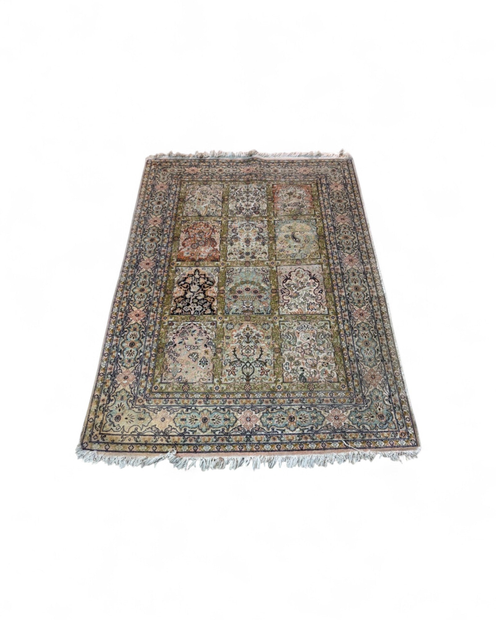 Persian Qom Garden Design Silk Rug | 123 x 171cm