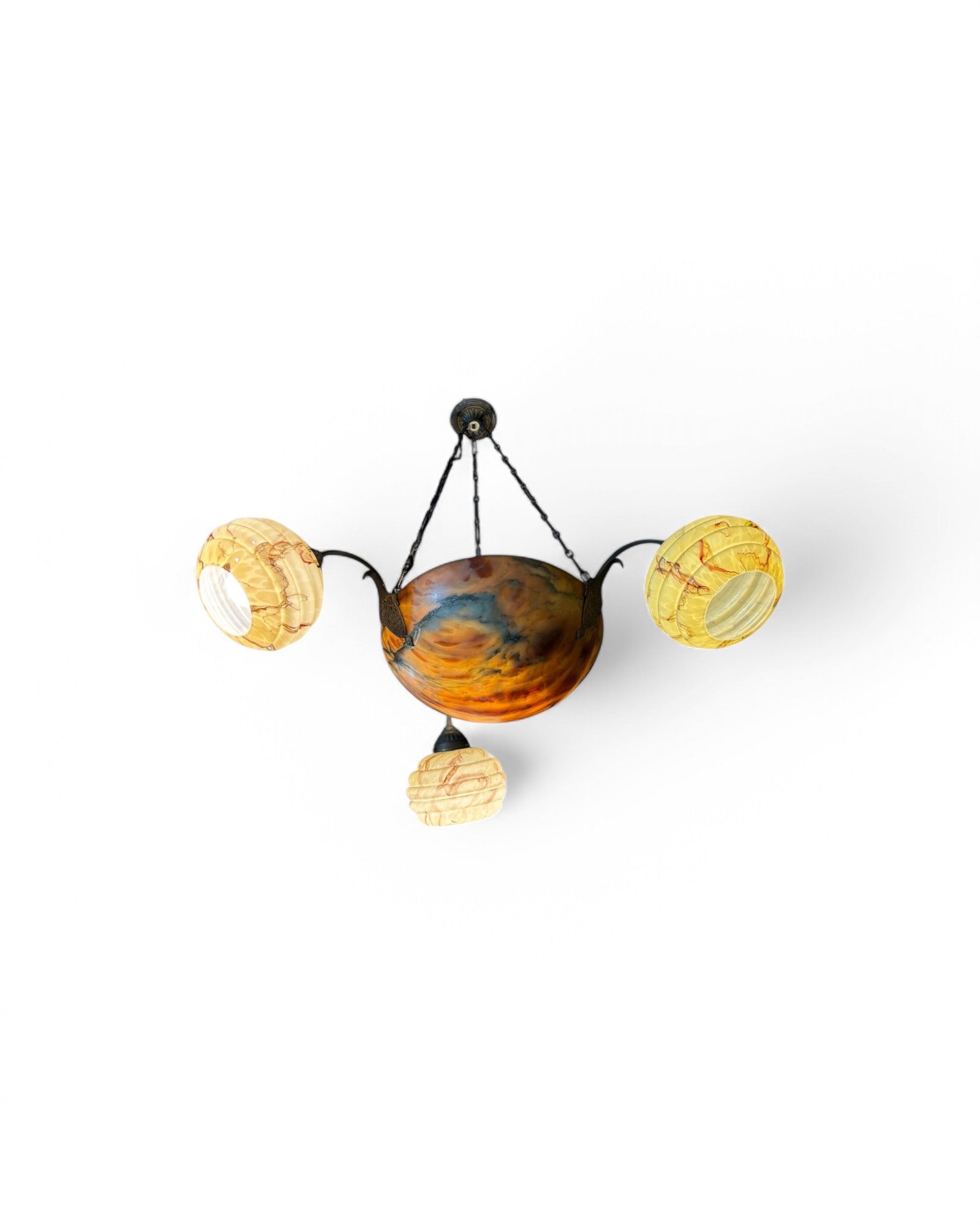 Vintage Alabaster Marbled Glass Chandelier