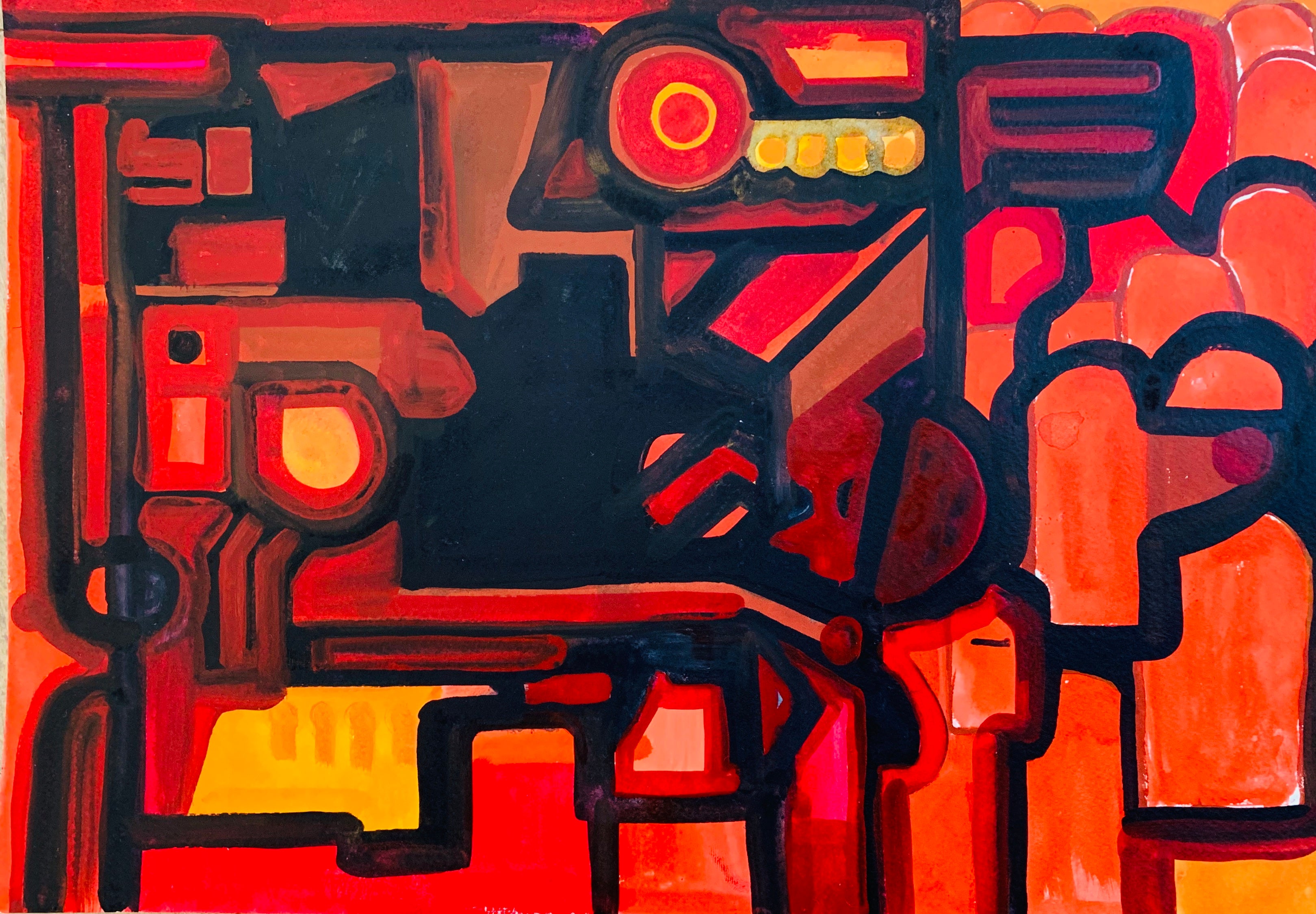Red Abstract A3