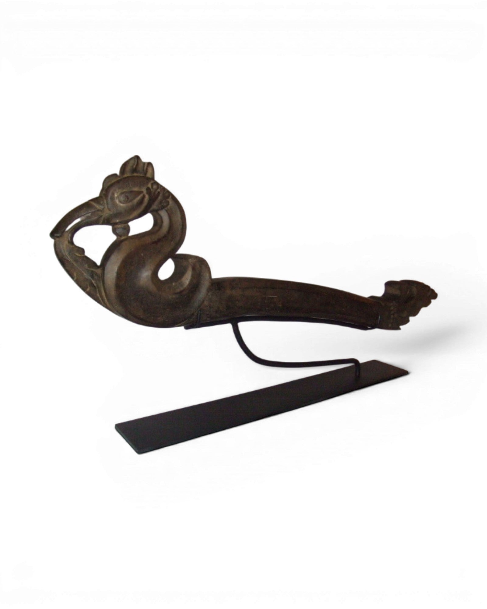 Vintage Ox-Cart Sculpture with Stand