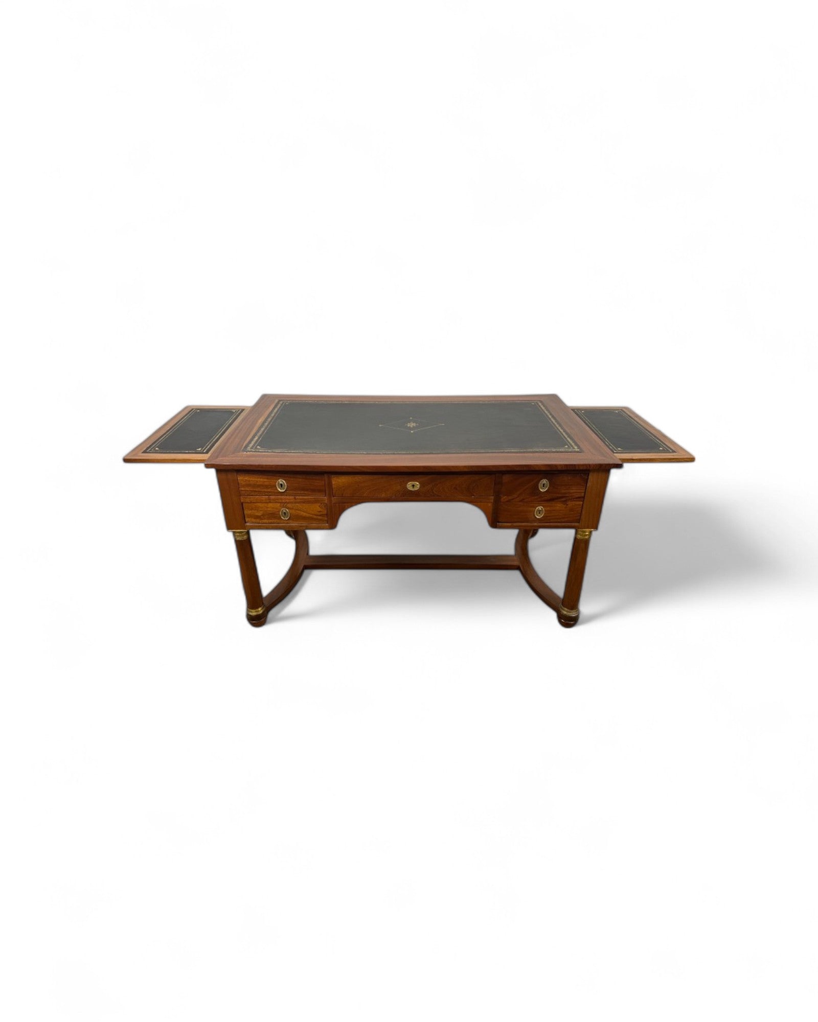 Mahogany Empire Executive Desk with Embossed Leather Top