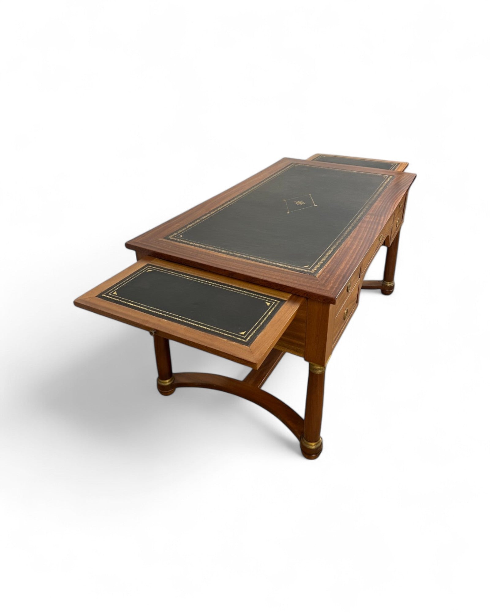 Mahogany Empire Executive Desk with Embossed Leather Top