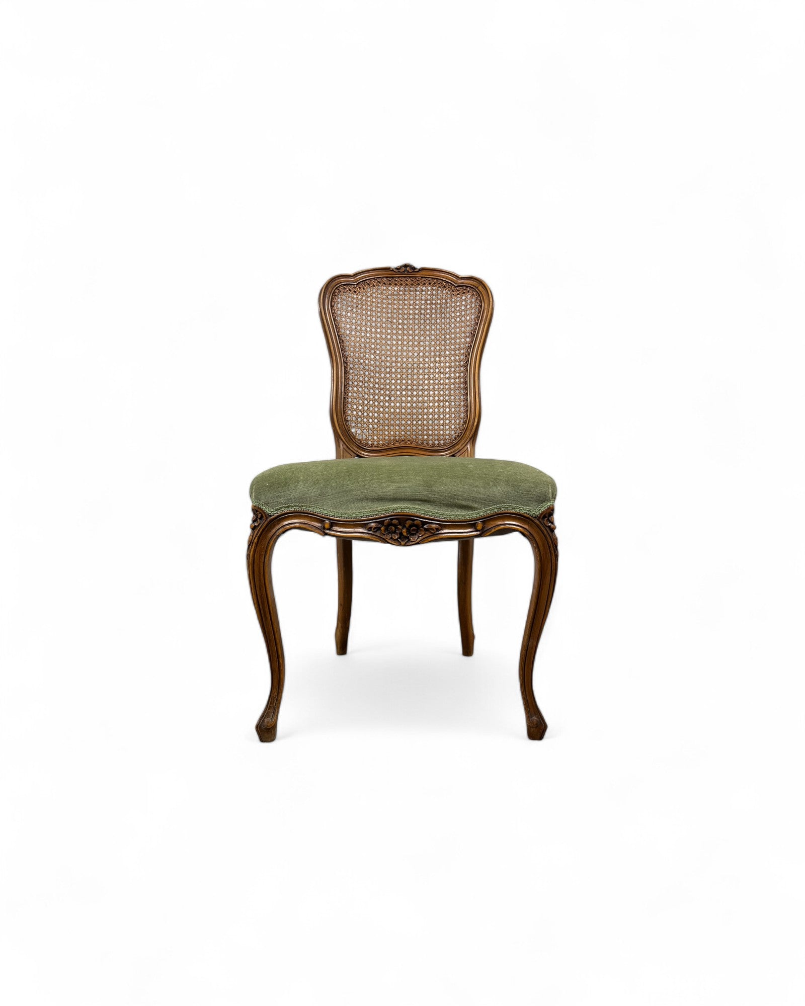 Olive Velvet Vienna Straw Backed Side Chairs - Set of 2