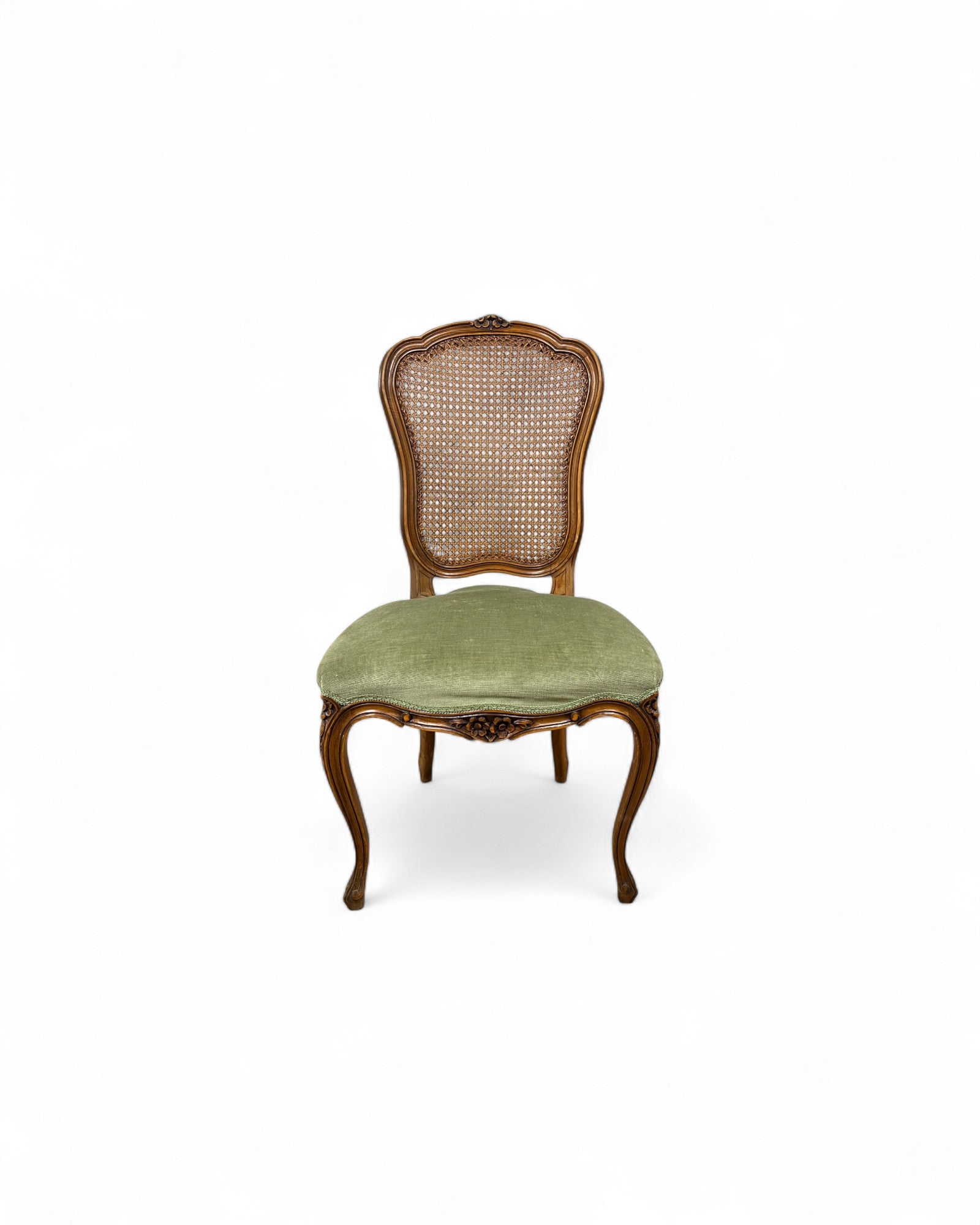 Olive Velvet Vienna Straw Backed Side Chairs - Set of 2