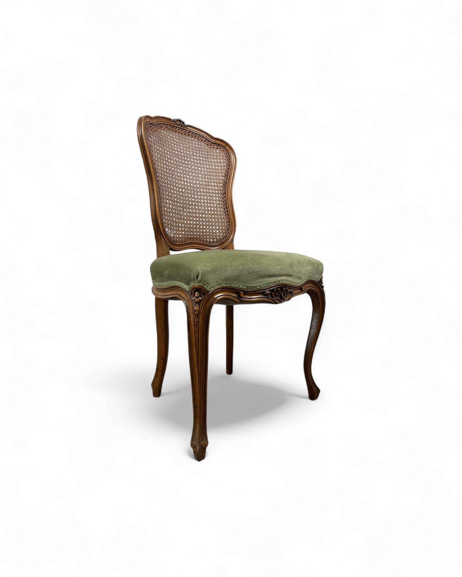 Olive Velvet Vienna Straw Backed Side Chairs - Set of 2