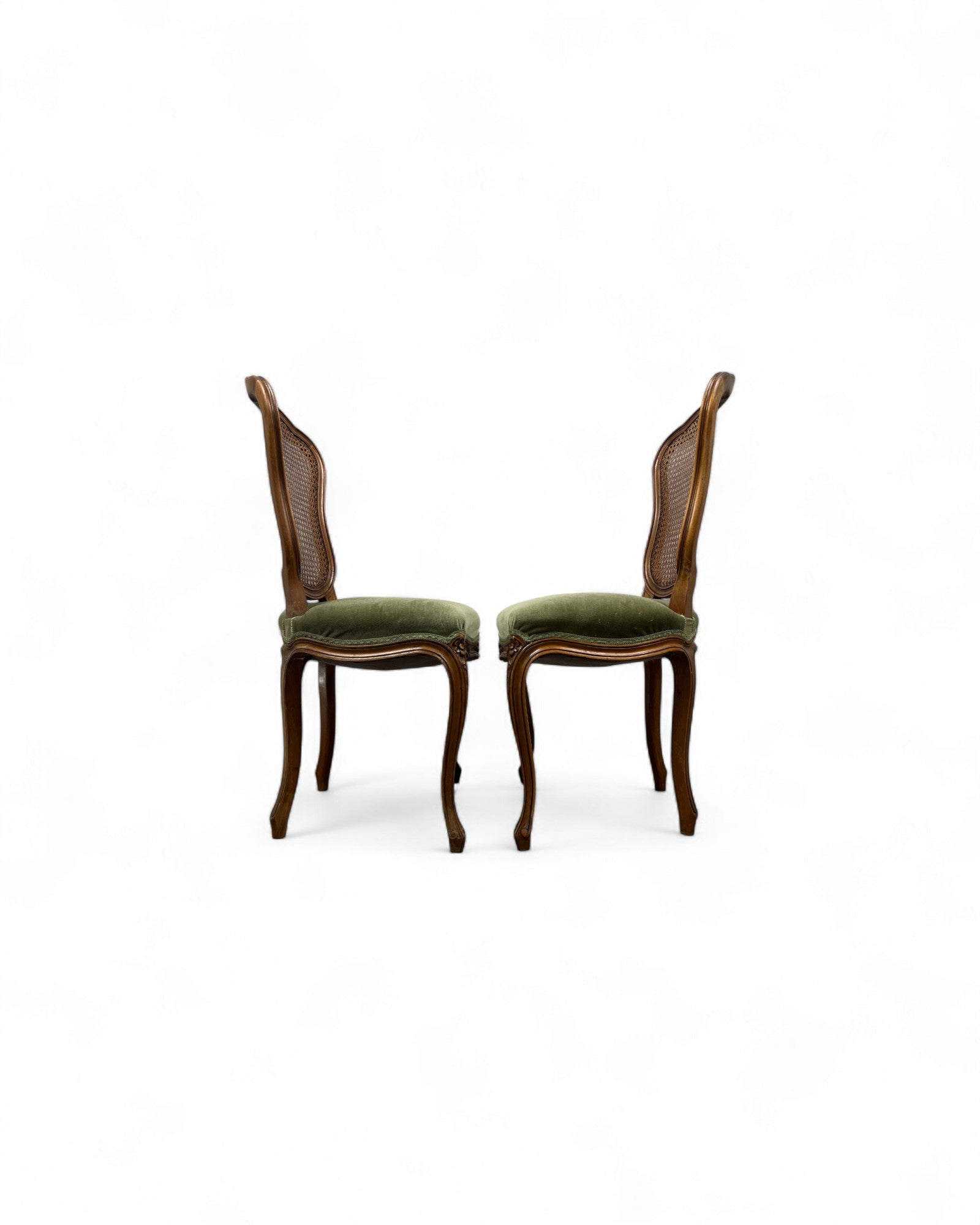 Olive Velvet Vienna Straw Backed Side Chairs - Set of 2
