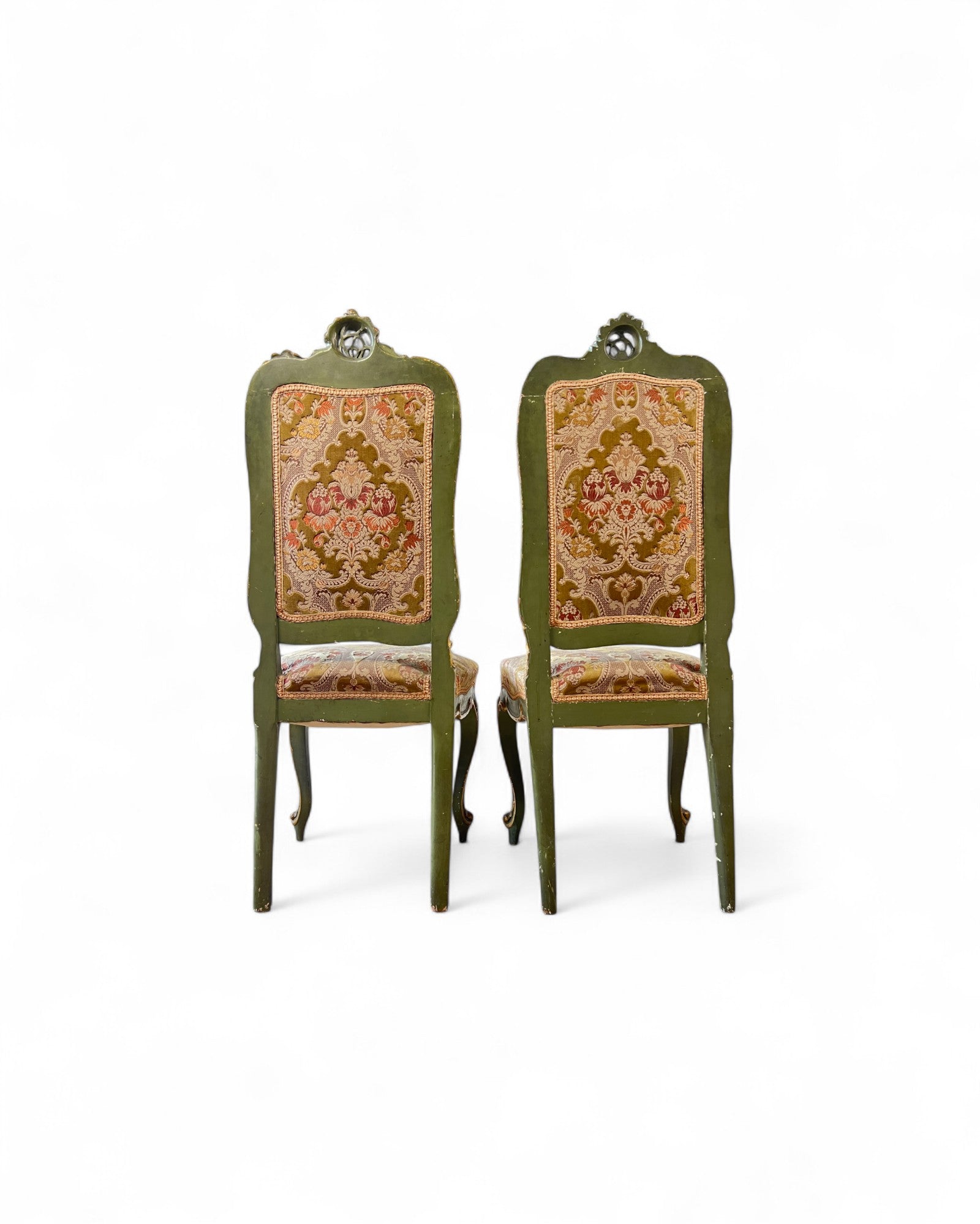 Olive Louis XV Floral Side Chairs