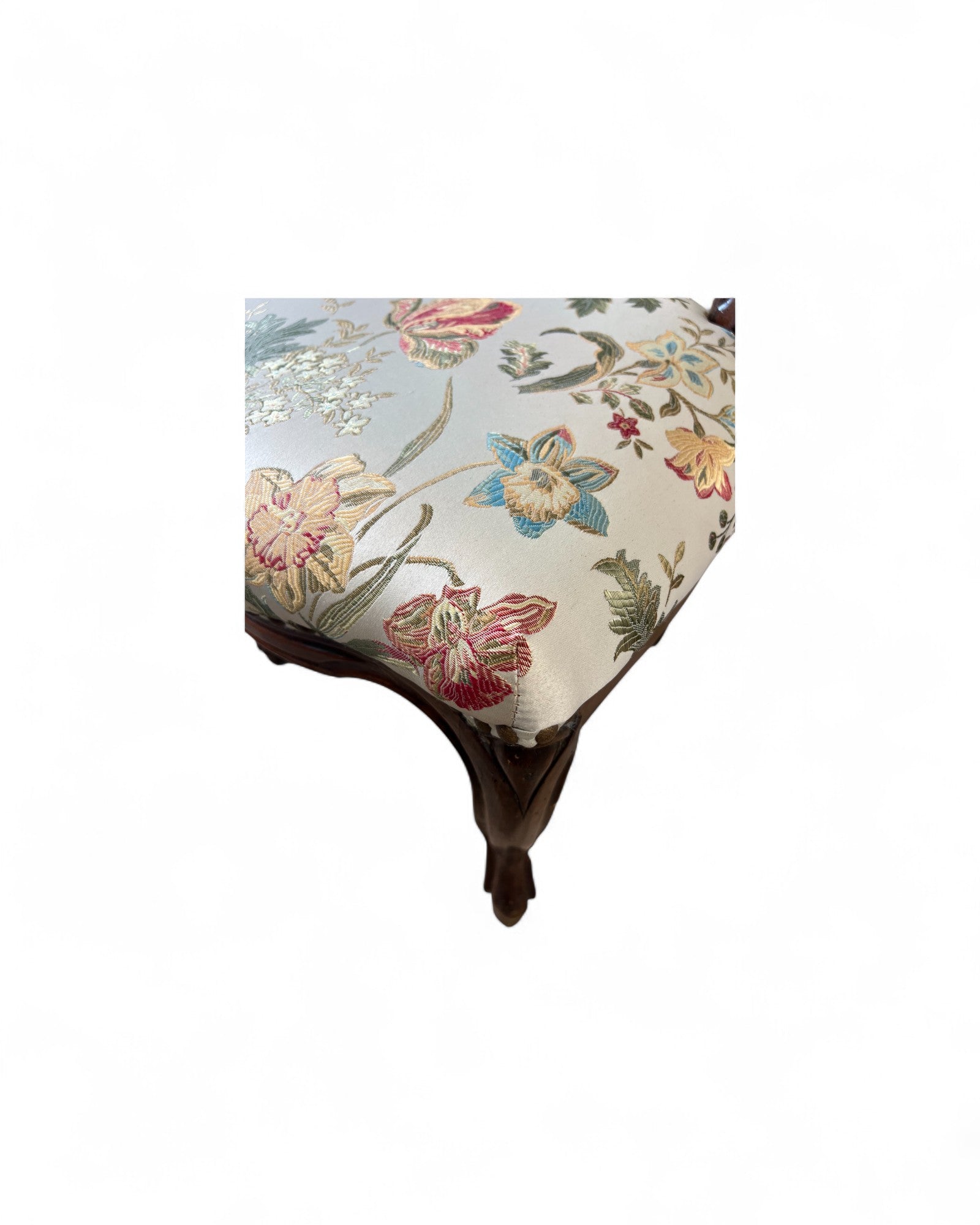 Victorian Balloon-Back Floral Dining Chairs - Set of 4