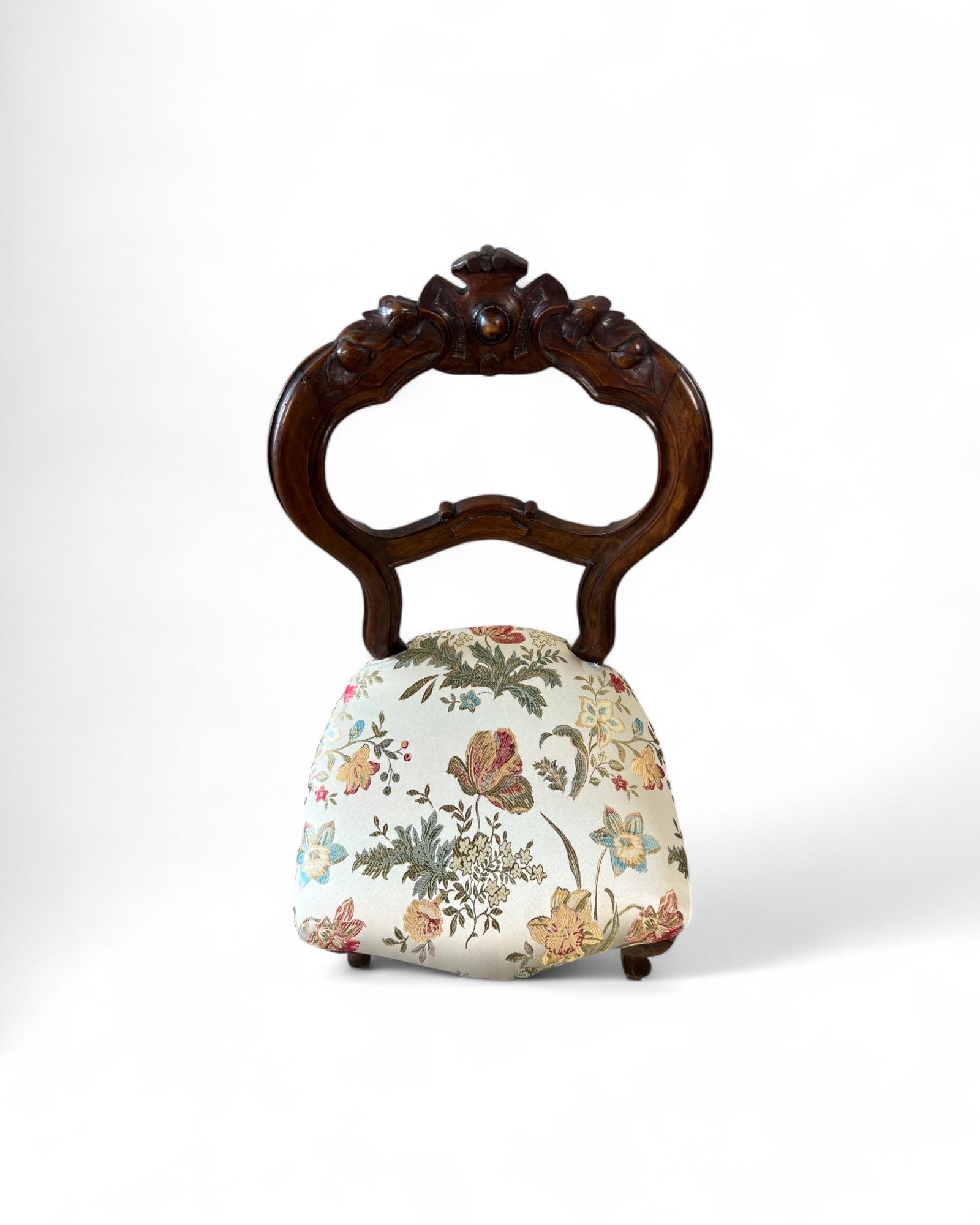 Victorian Balloon-Back Floral Dining Chairs - Set of 4