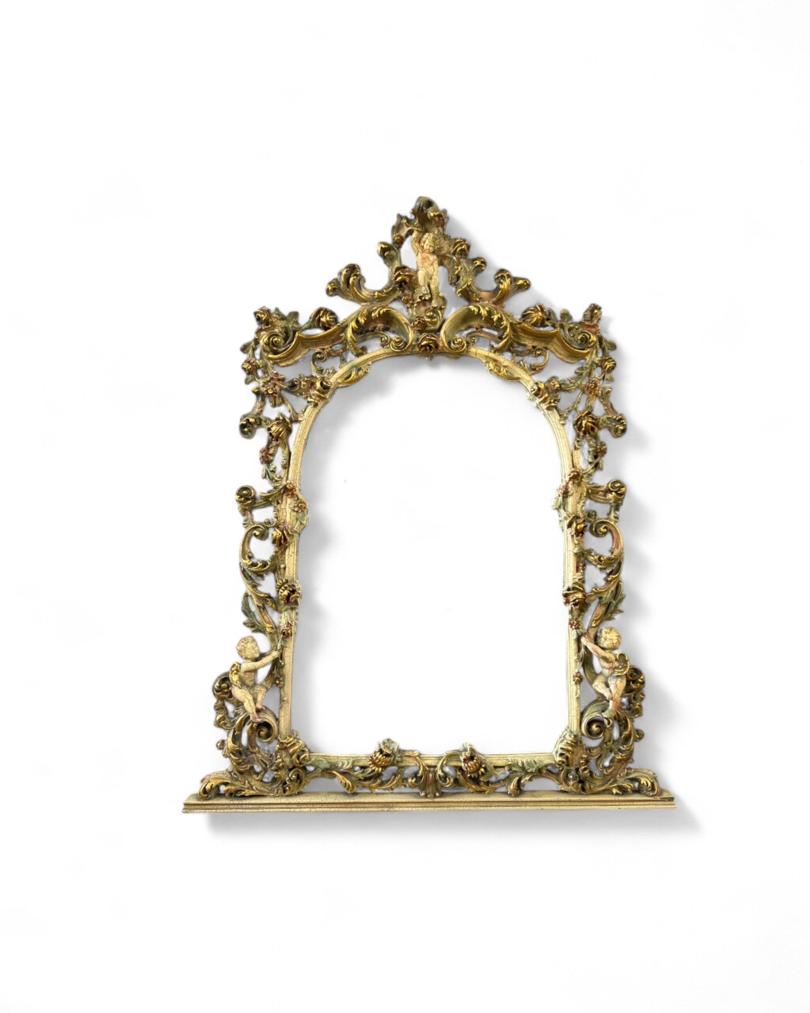 Rococo Giltwood Gold & Pearl Floral Mirror