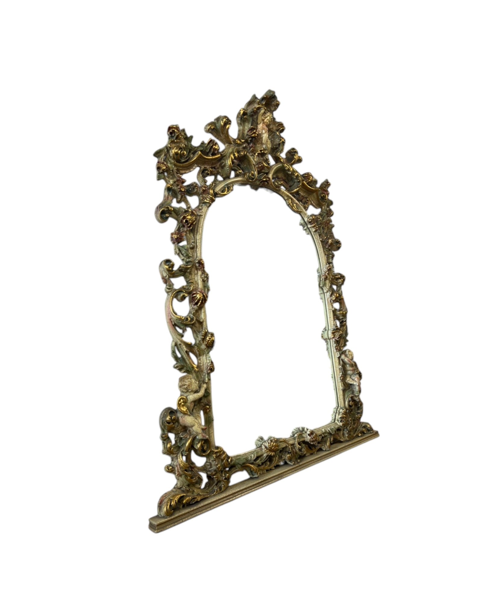 Rococo Giltwood Gold & Pearl Floral Mirror