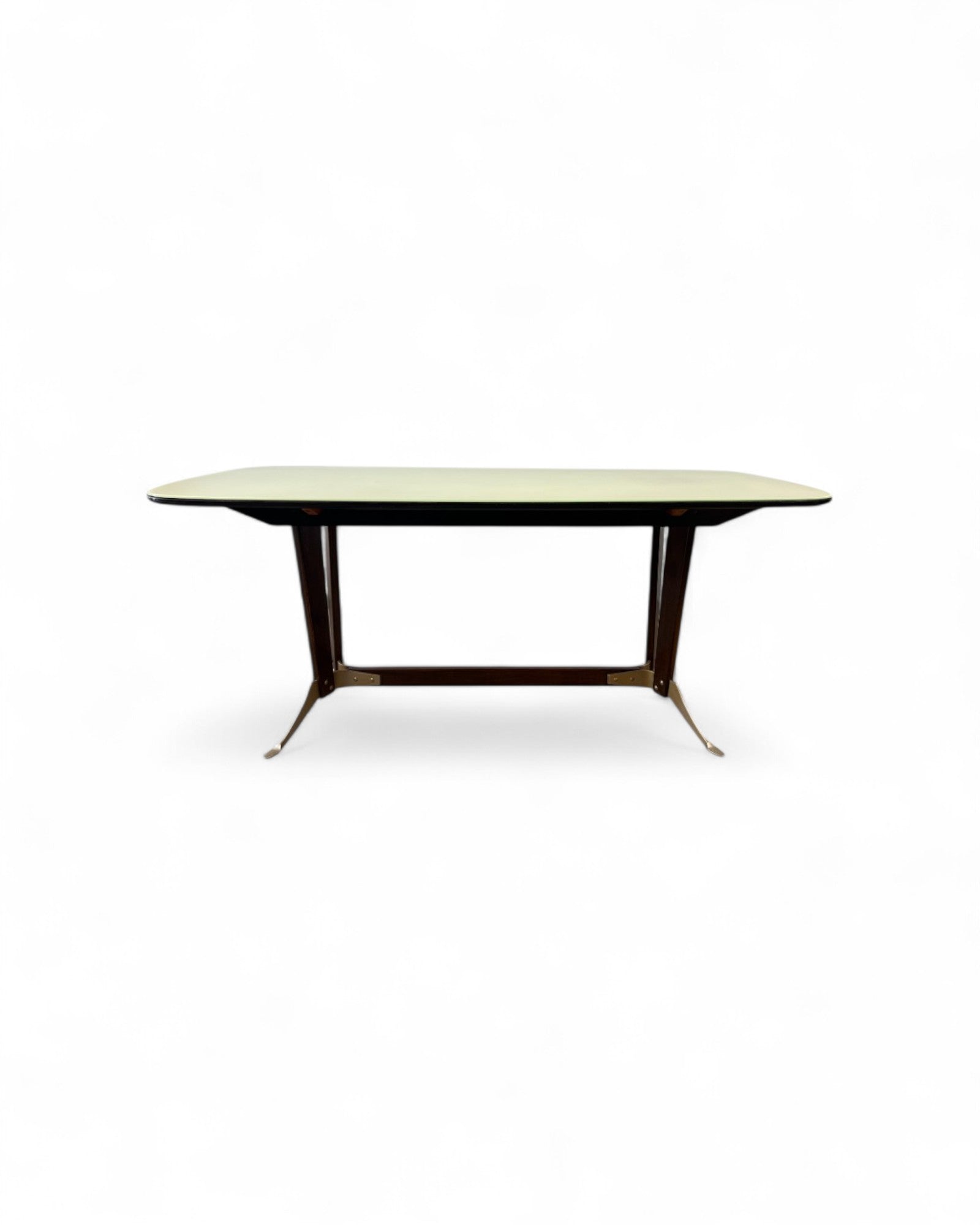 Mid-Century Italian Glass Top Dining Table in the Manner of Borsani