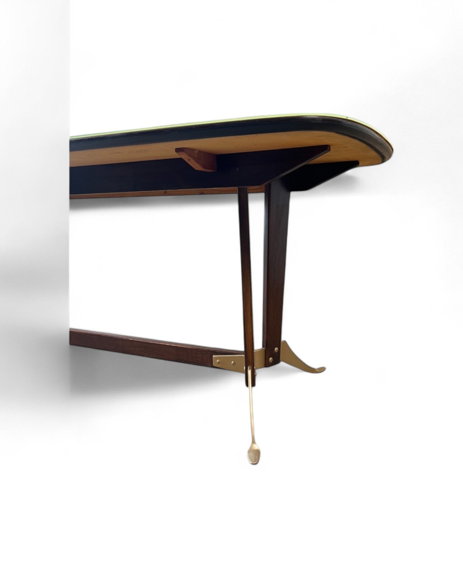 Mid-Century Italian Glass Top Dining Table in the Manner of Borsani
