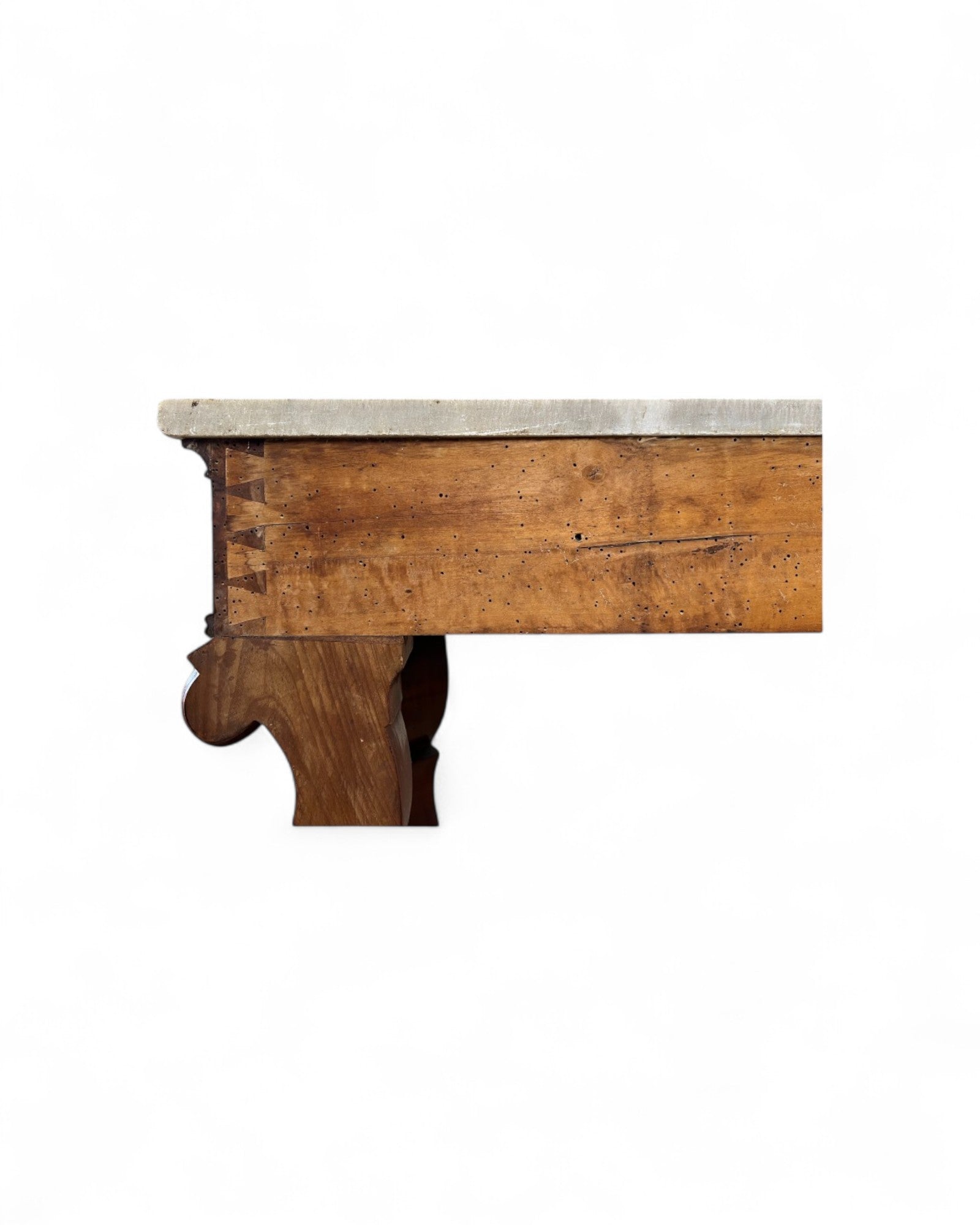 Renaissance White Marble Top Grotesque Leg Console Table