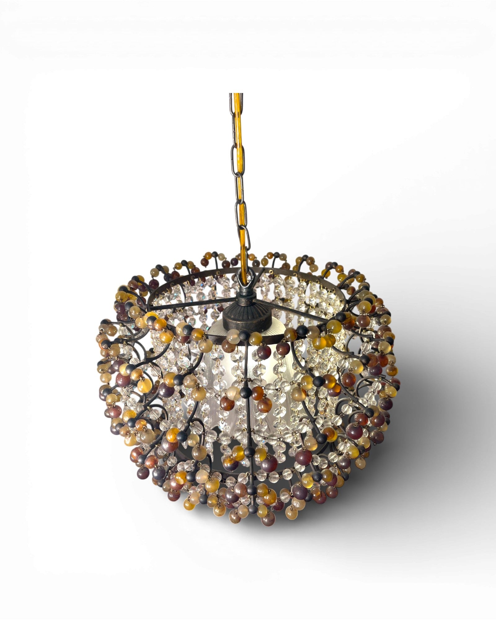 Bohemian Circular Glass - Beaded and Crystal Pendant - Surround Living - 5