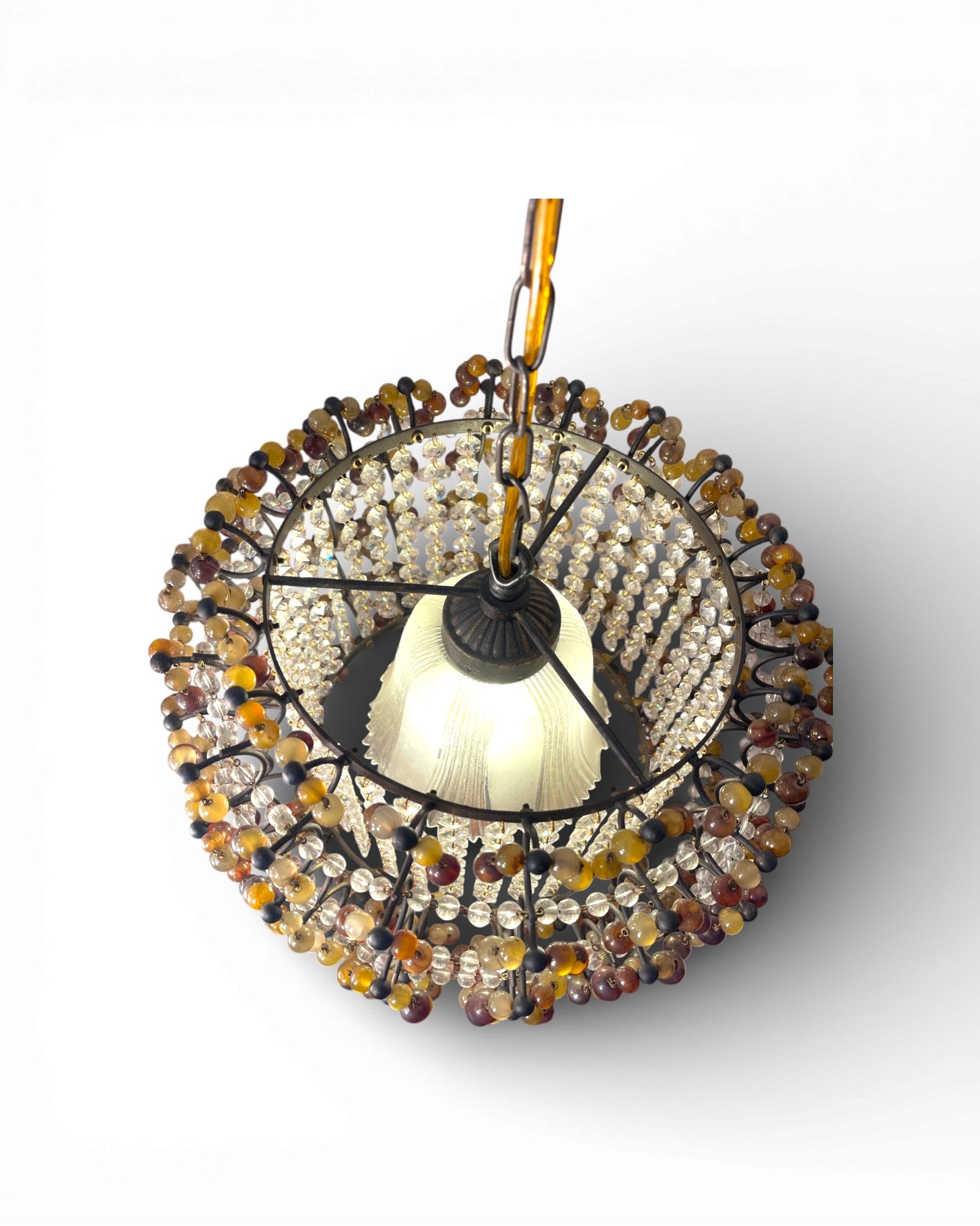 Bohemian Circular Glass - Beaded and Crystal Pendant - Surround Living - 8