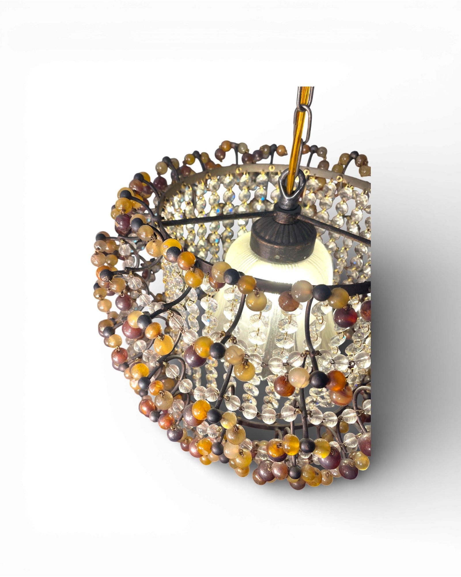 Bohemian Circular Glass - Beaded and Crystal Pendant - Surround Living - 9
