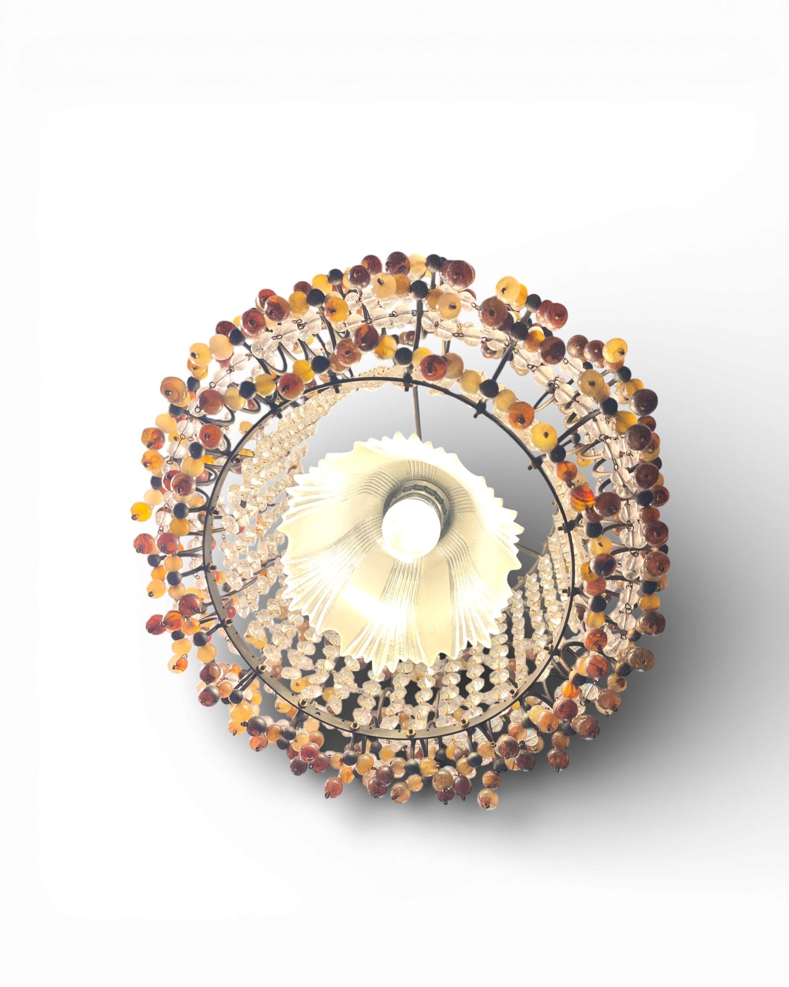 Bohemian Circular Glass - Beaded and Crystal Pendant - Surround Living - 3
