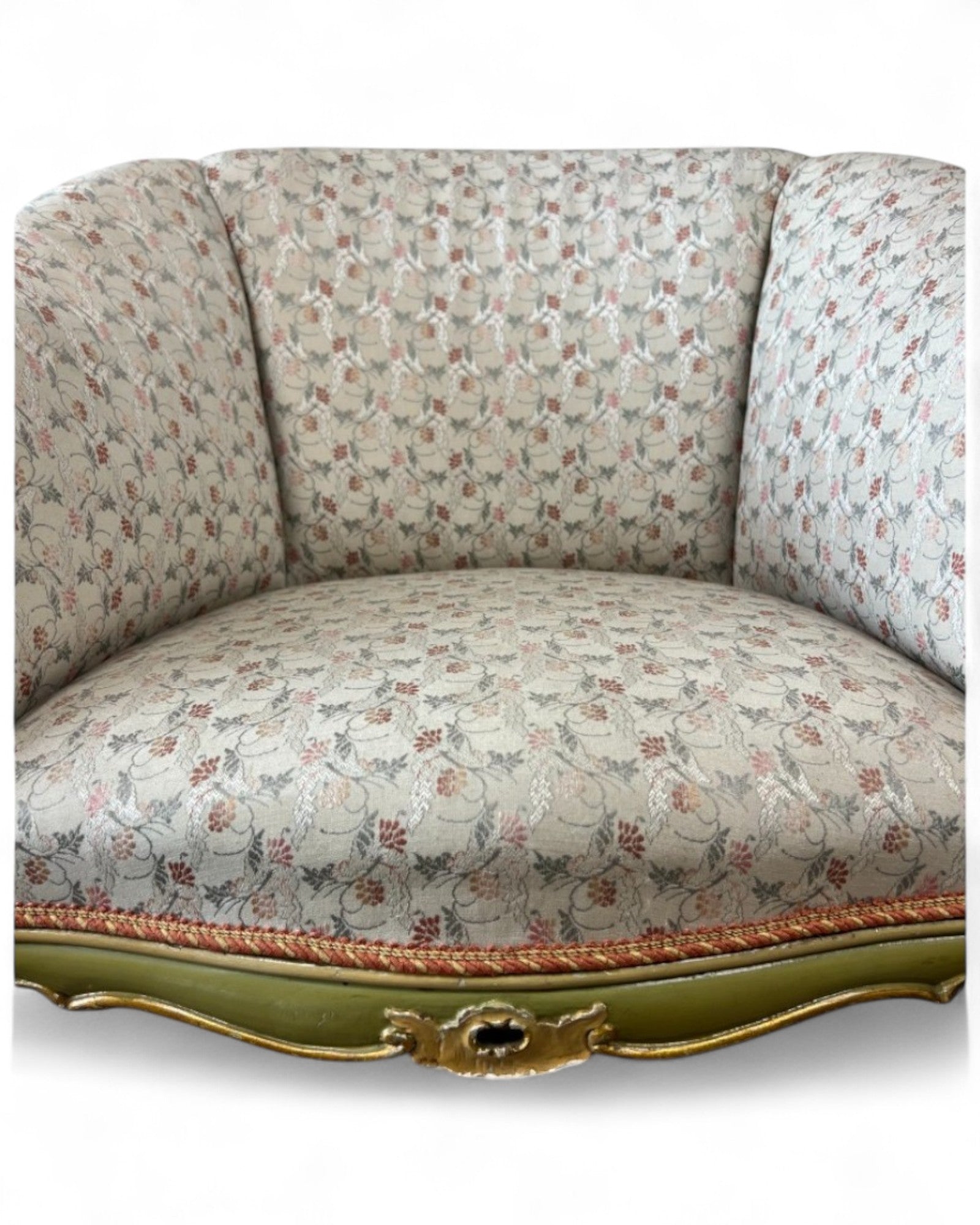 Pair of Louis XVI Green & Floral Tub Chairs