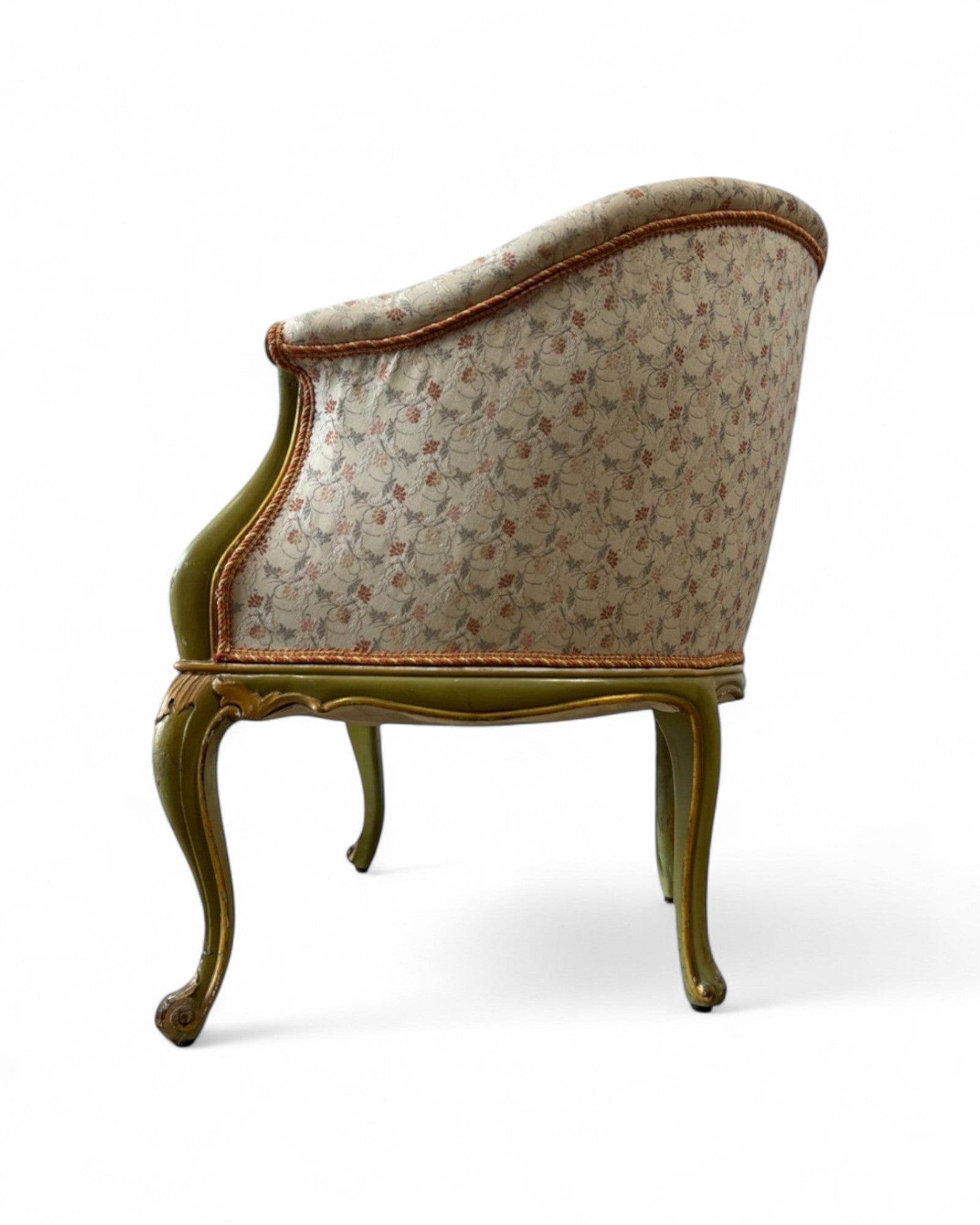 Pair of Louis XVI Green & Floral Tub Chairs
