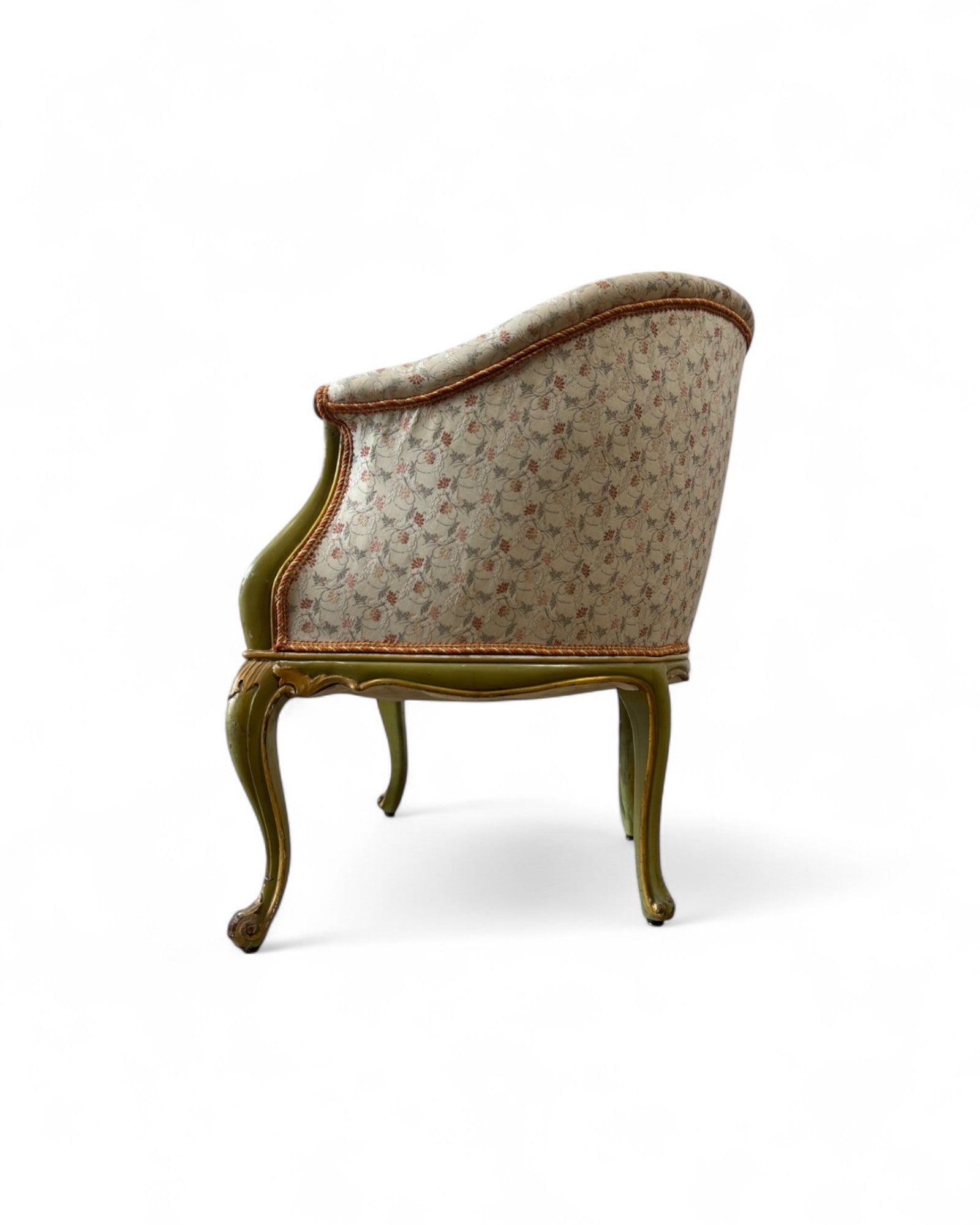 Pair of Louis XVI Green & Floral Tub Chairs