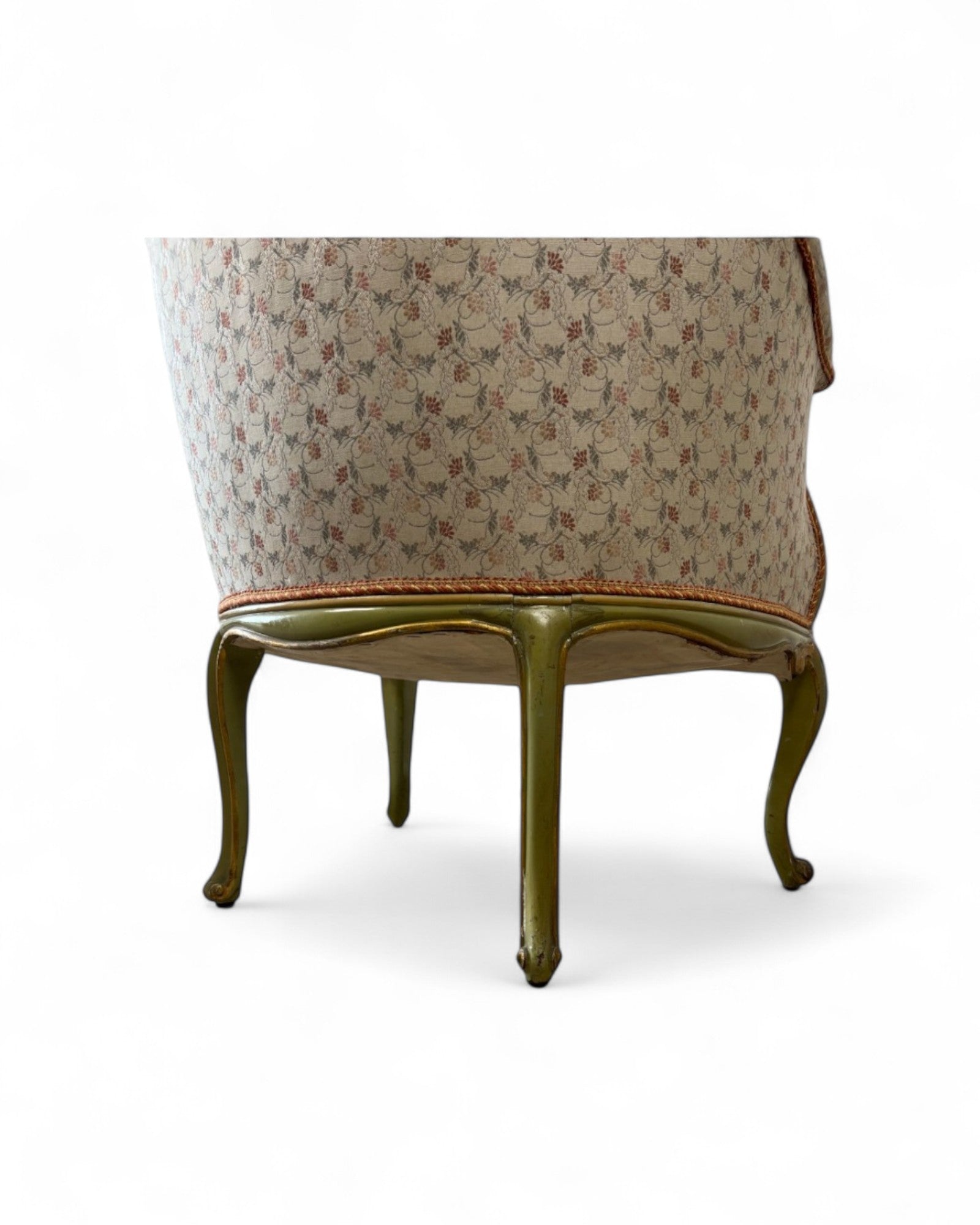Pair of Louis XVI Green & Floral Tub Chairs