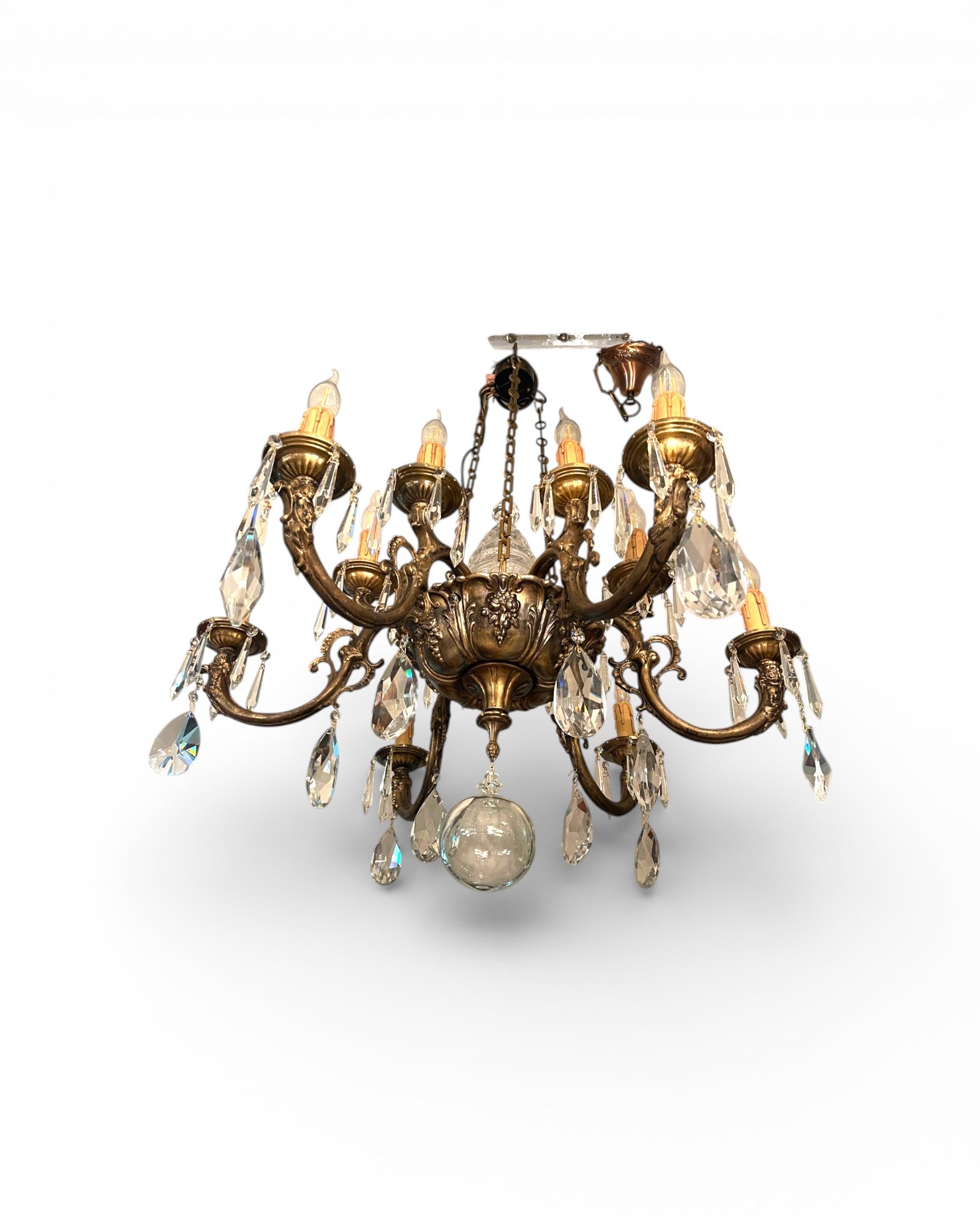 12 - Light Scrolling Foliate Cast Arms Crystal Chandelier - Surround Living - 3