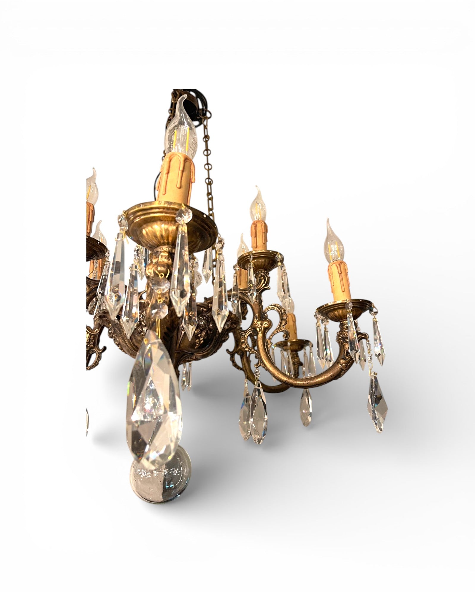 12 - Light Scrolling Foliate Cast Arms Crystal Chandelier - Surround Living - 4
