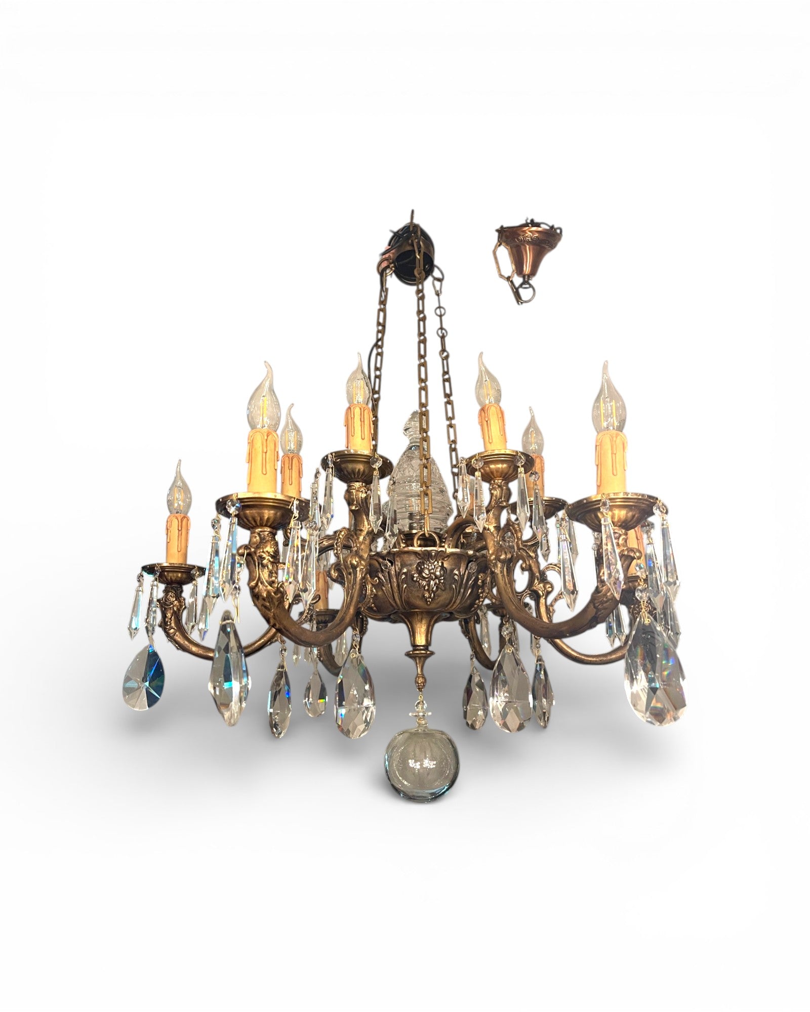 12 - Light Scrolling Foliate Cast Arms Crystal Chandelier - Surround Living - 9
