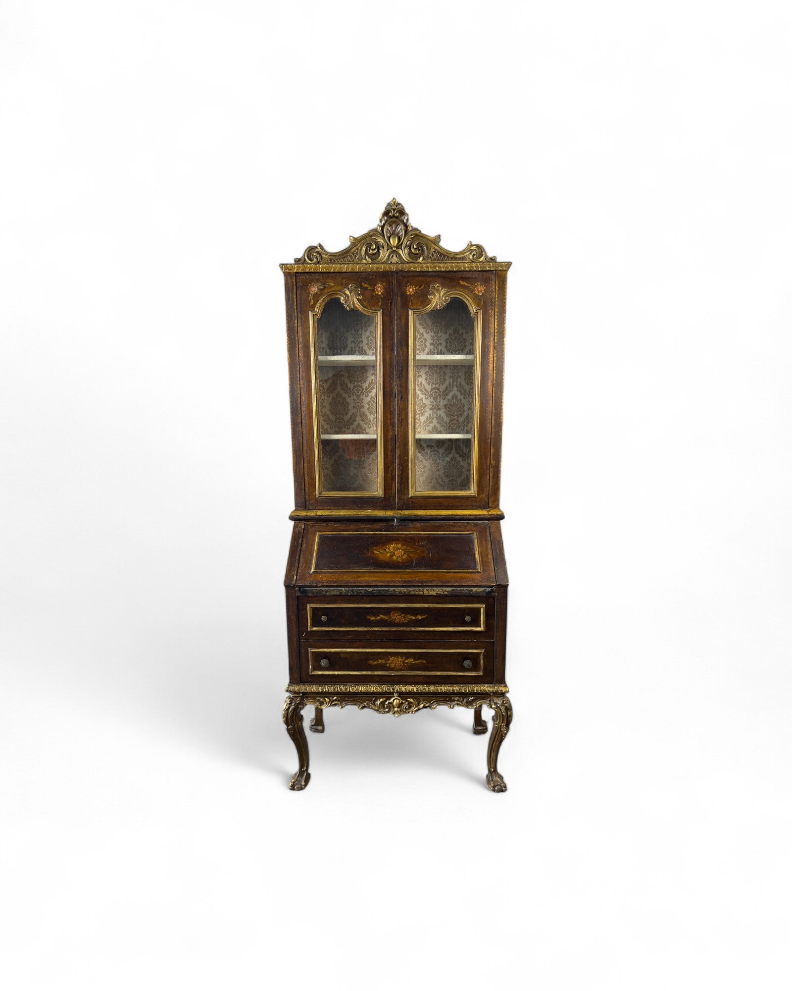 Victorian Revival Bronze Secretary Bookcase