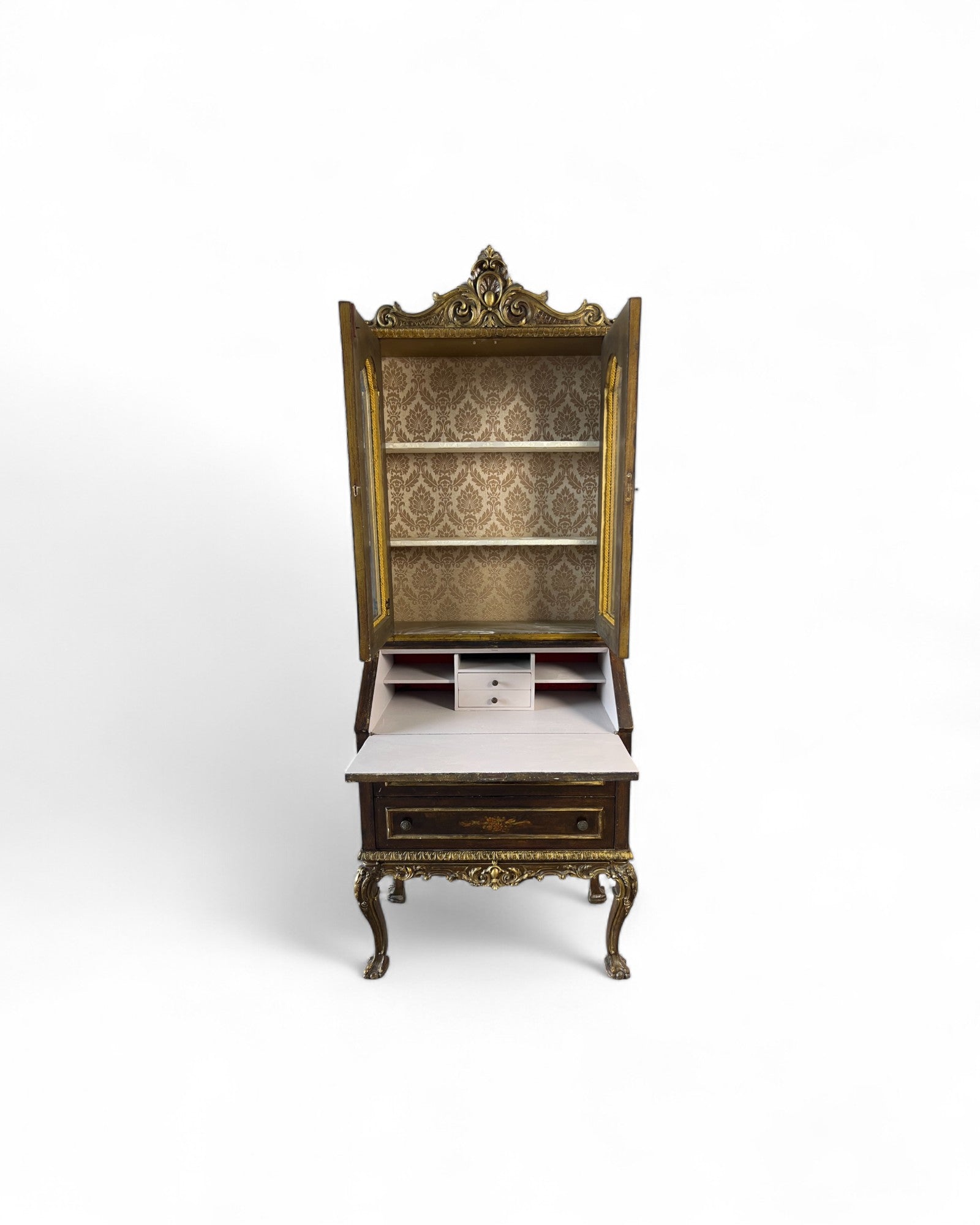 Victorian Revival Bronze Secretary Bookcase
