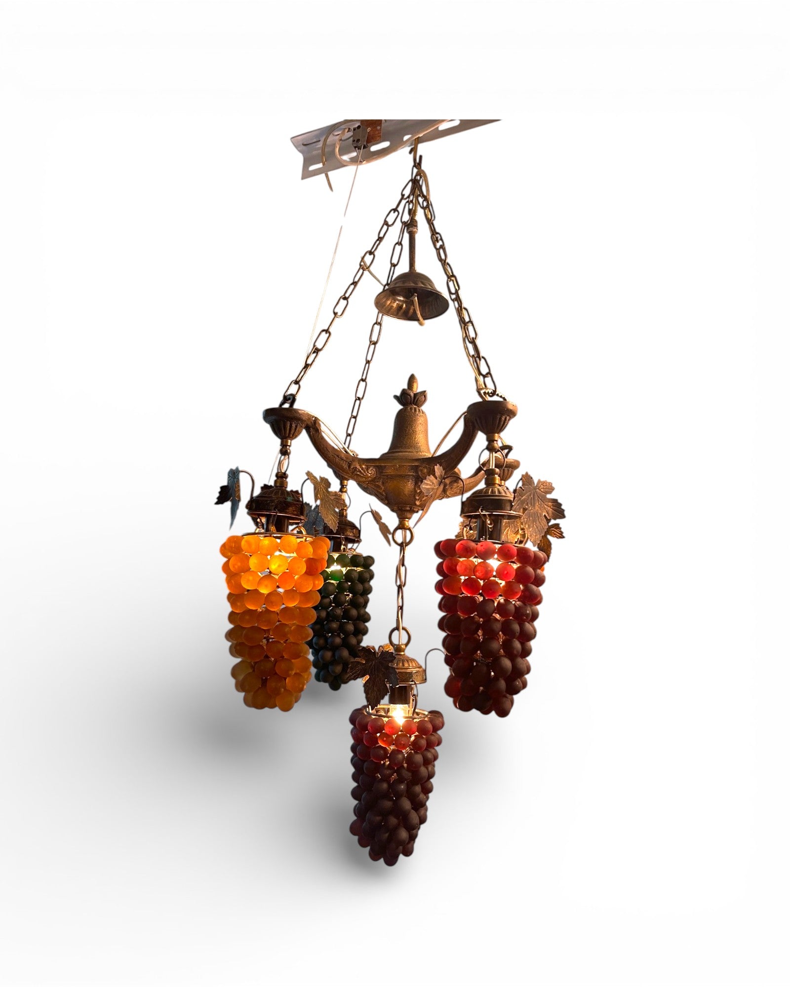 5 - Light Murano Grape Clusters With Brass Leaves Chandelier - Surround Living - 2