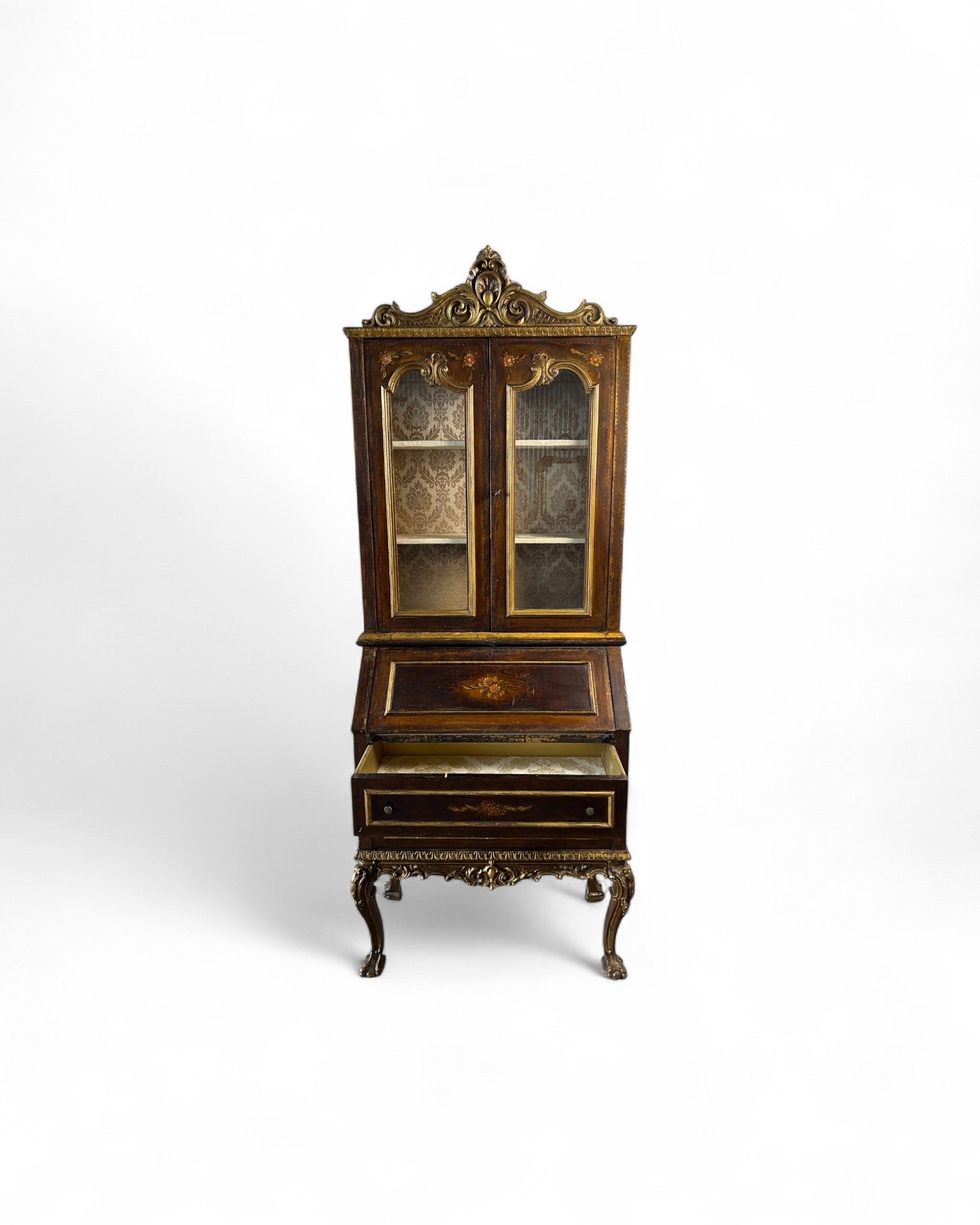 Victorian Revival Bronze Secretary Bookcase