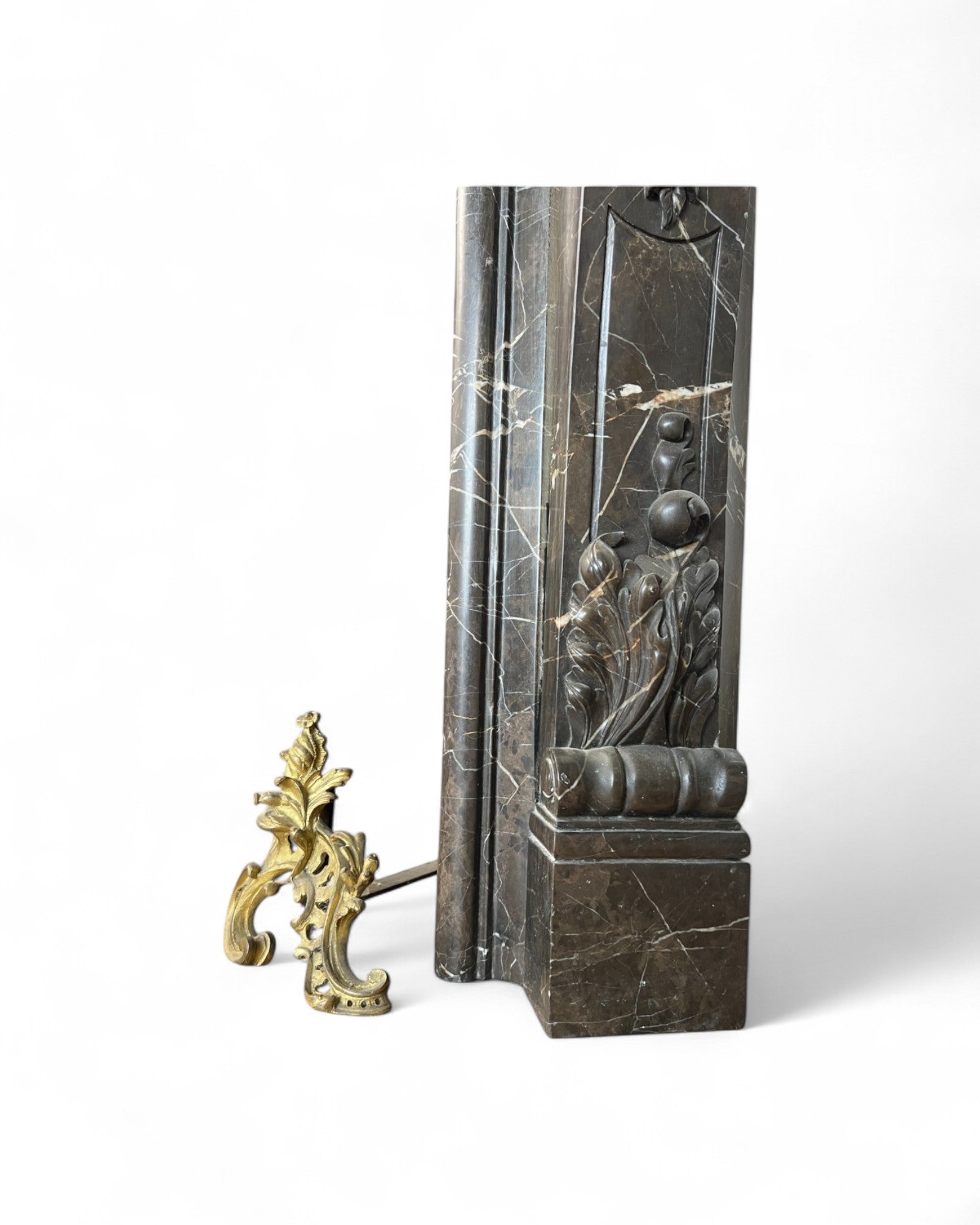 Hand Sculpted Emperador Dark Marble Fireplace Mantle