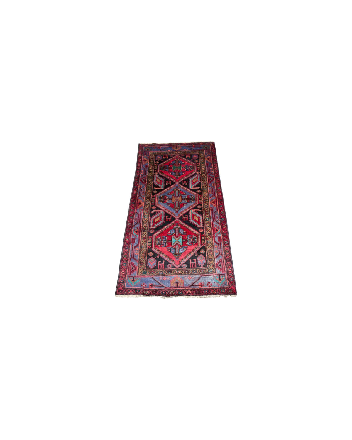 Red & Navy Tribal Pattern Rug (Large)