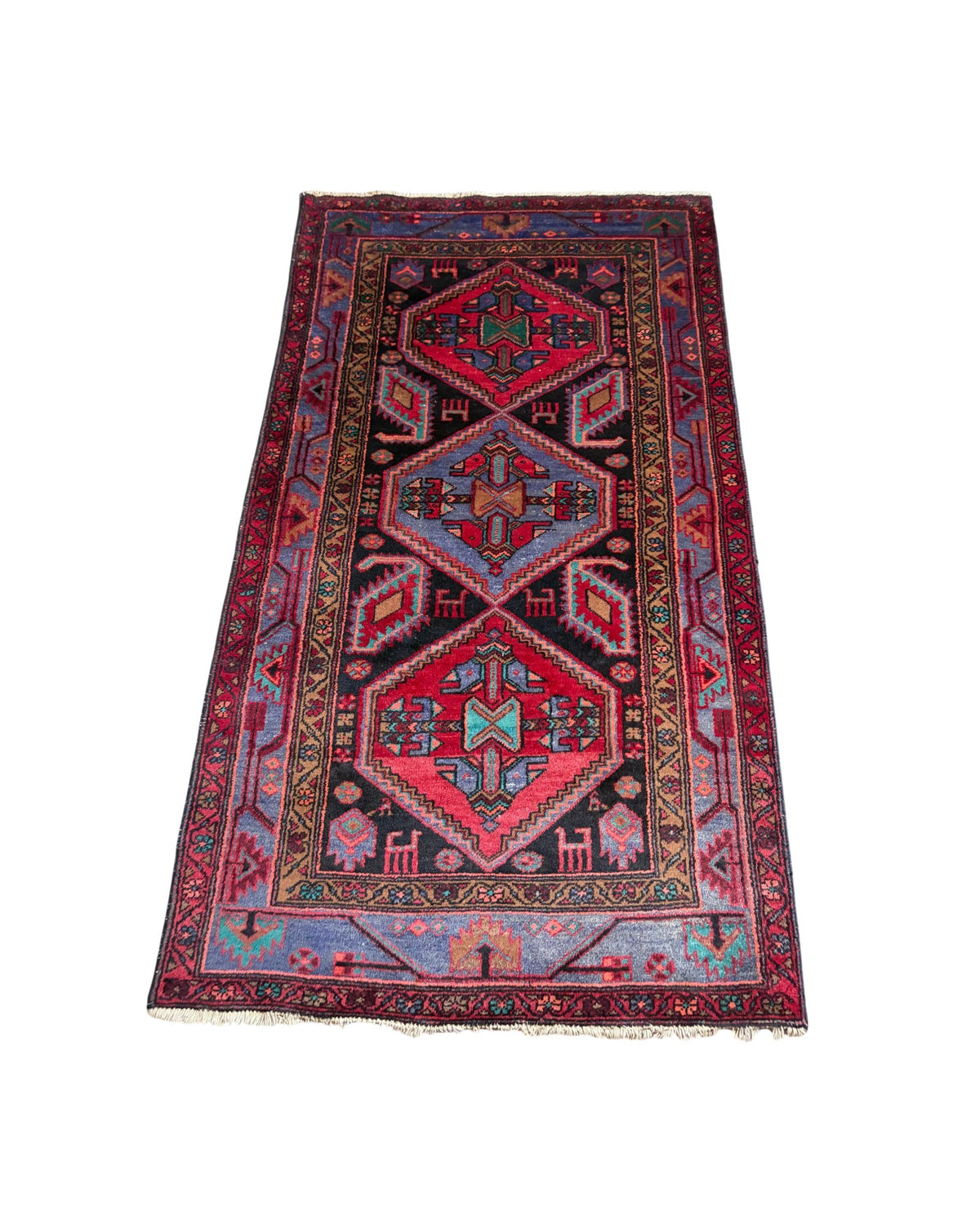 Red & Navy Tribal Pattern Rug (Large)
