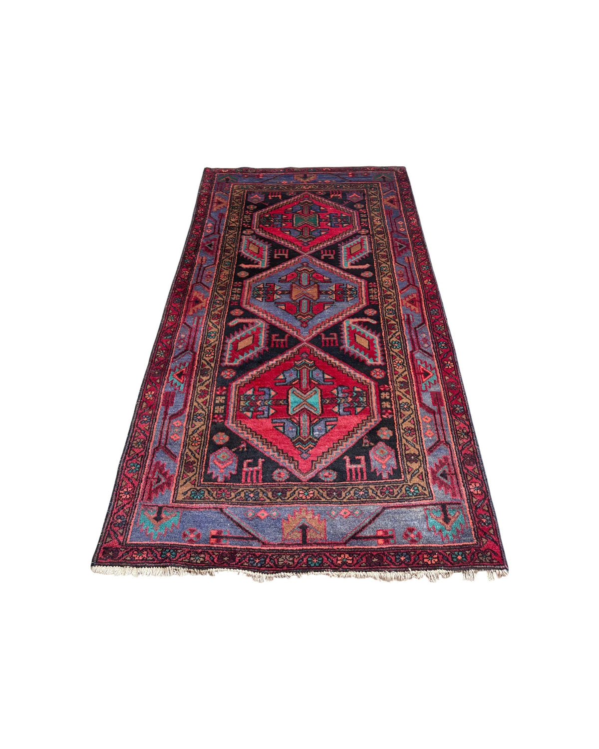 Red & Navy Tribal Pattern Rug (Large)