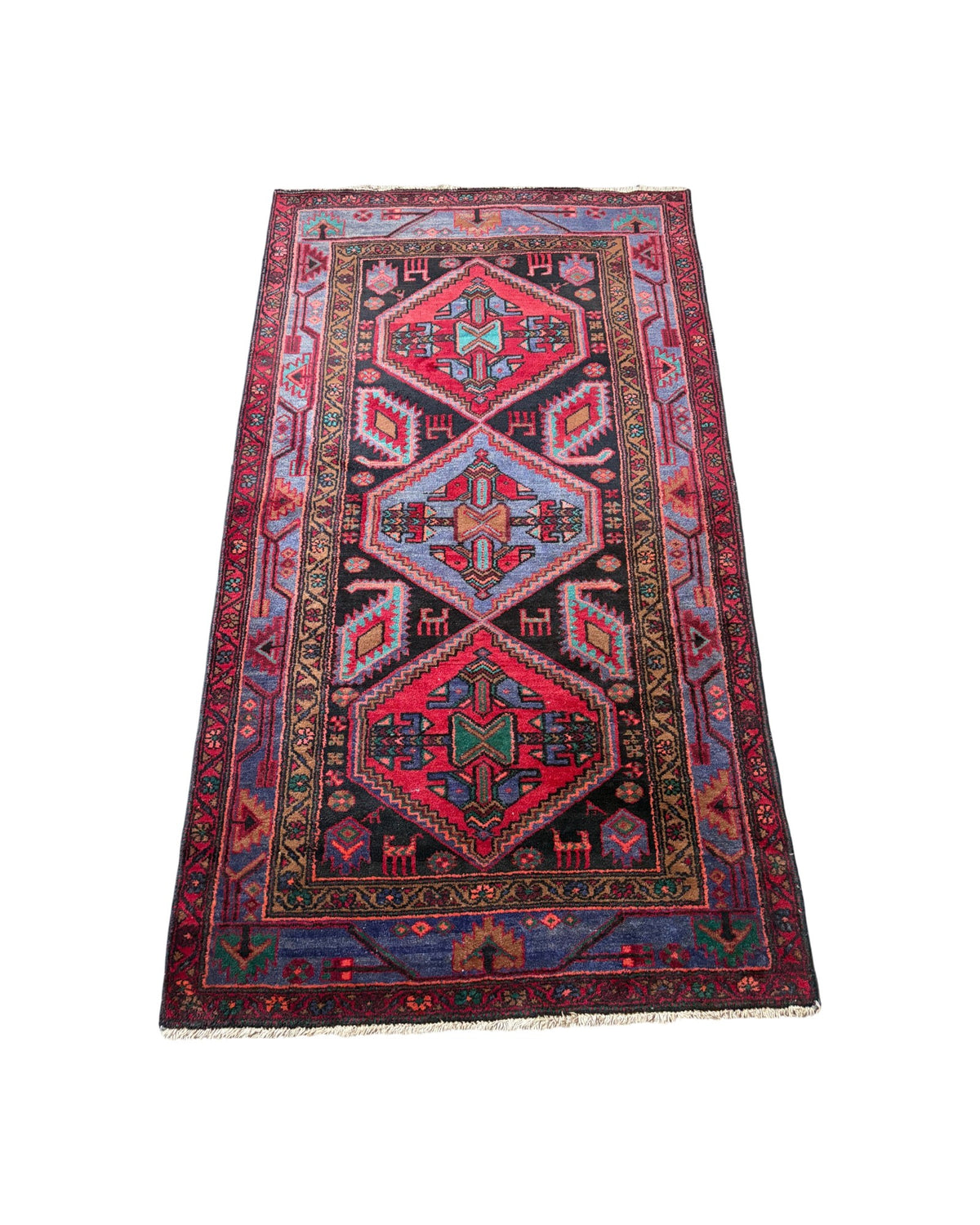 Red & Navy Tribal Pattern Rug (Large)