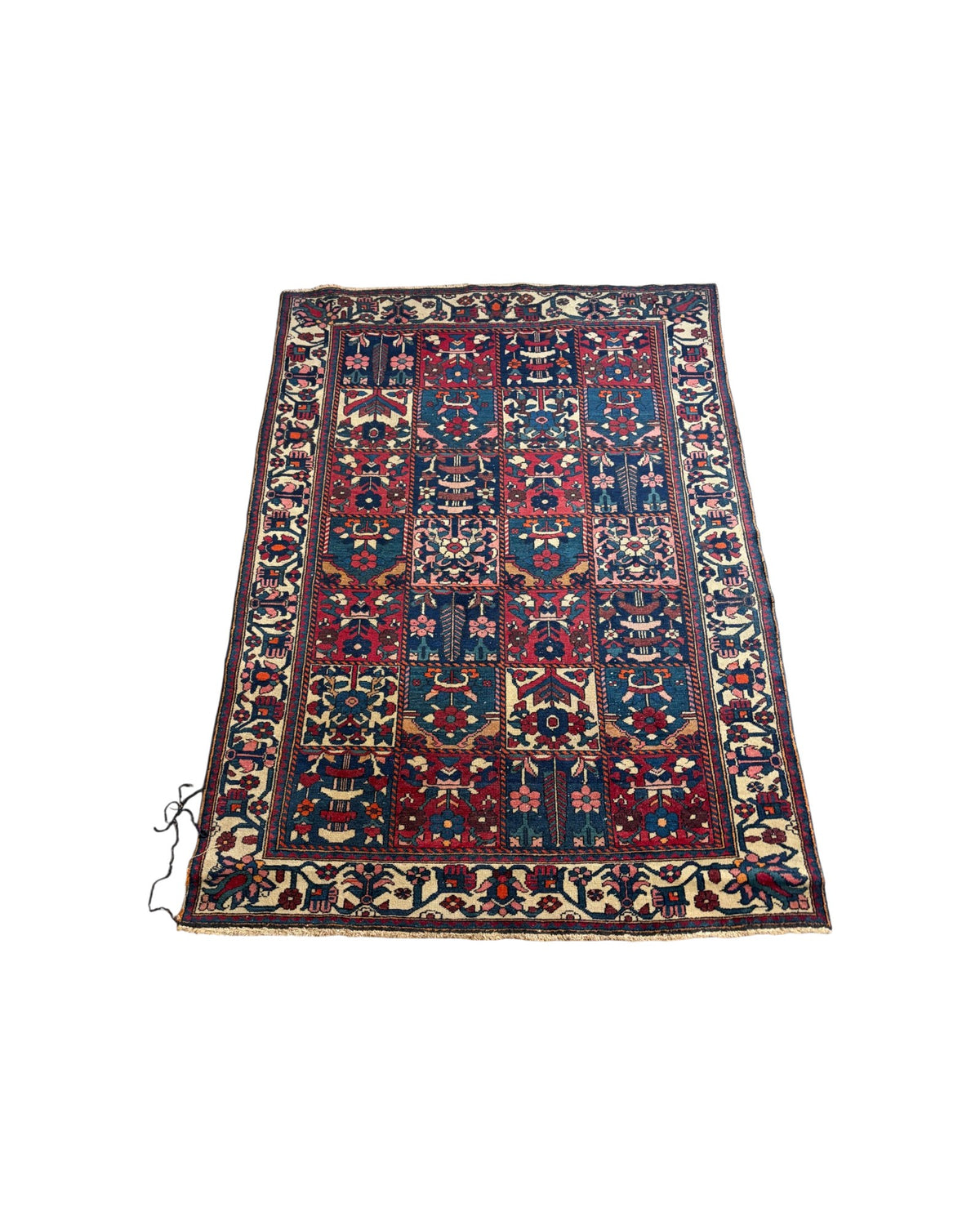 Floral Mosaic Red & Navy Rug (Large)