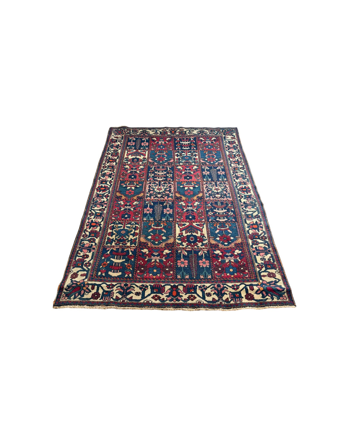 Floral Mosaic Red & Navy Rug (Large)