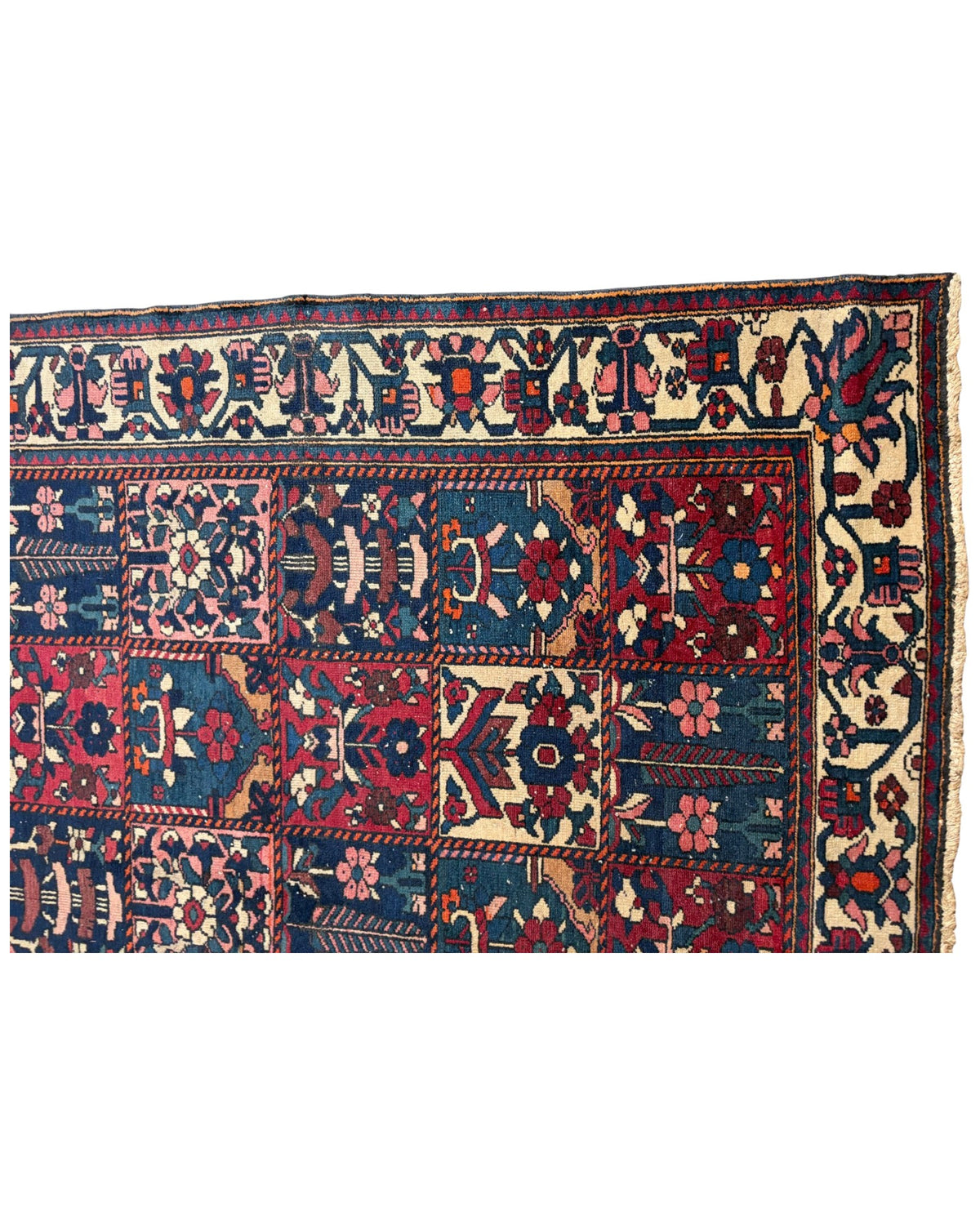 Floral Mosaic Red & Navy Rug (Large)