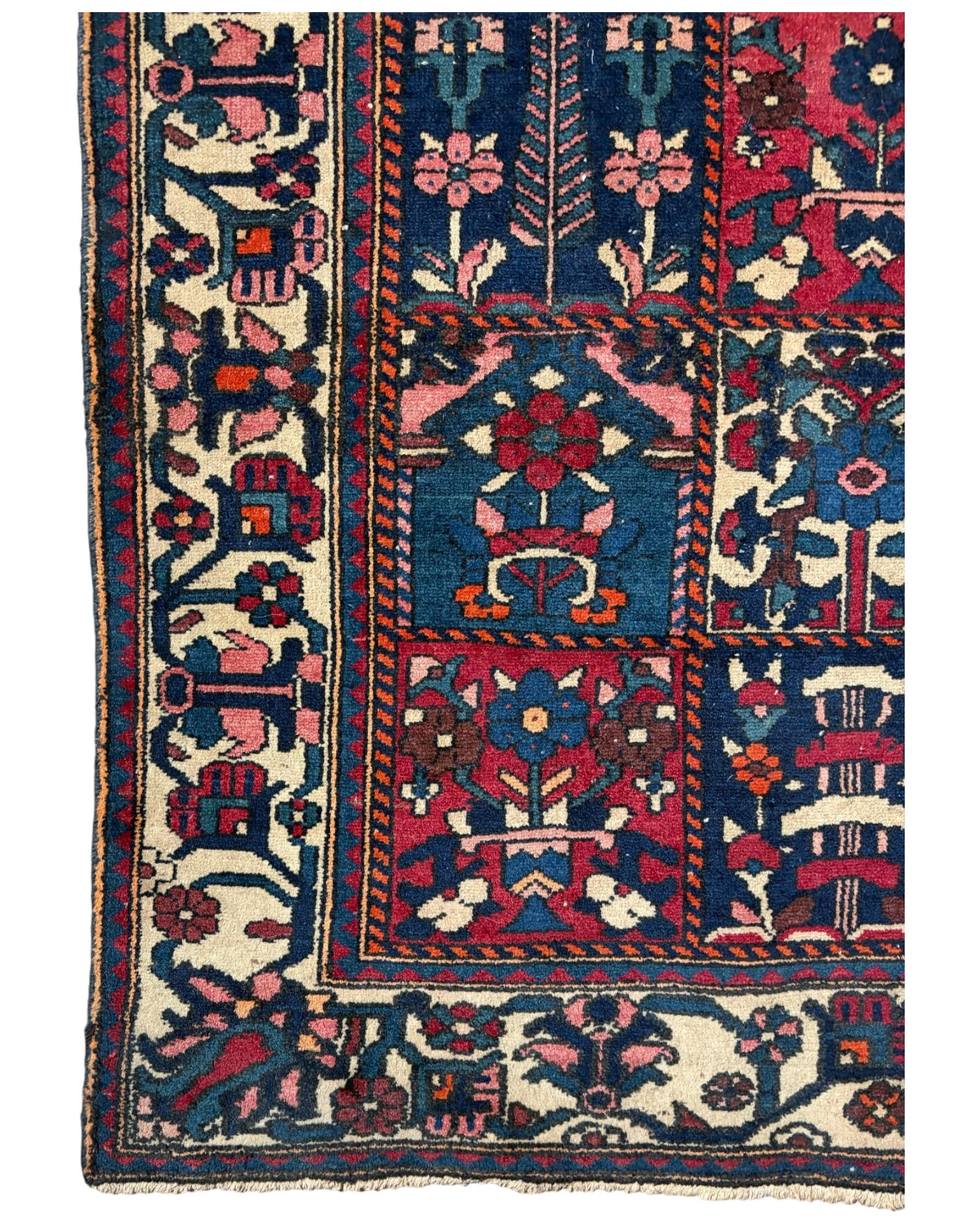 Floral Mosaic Red & Navy Rug (Large)